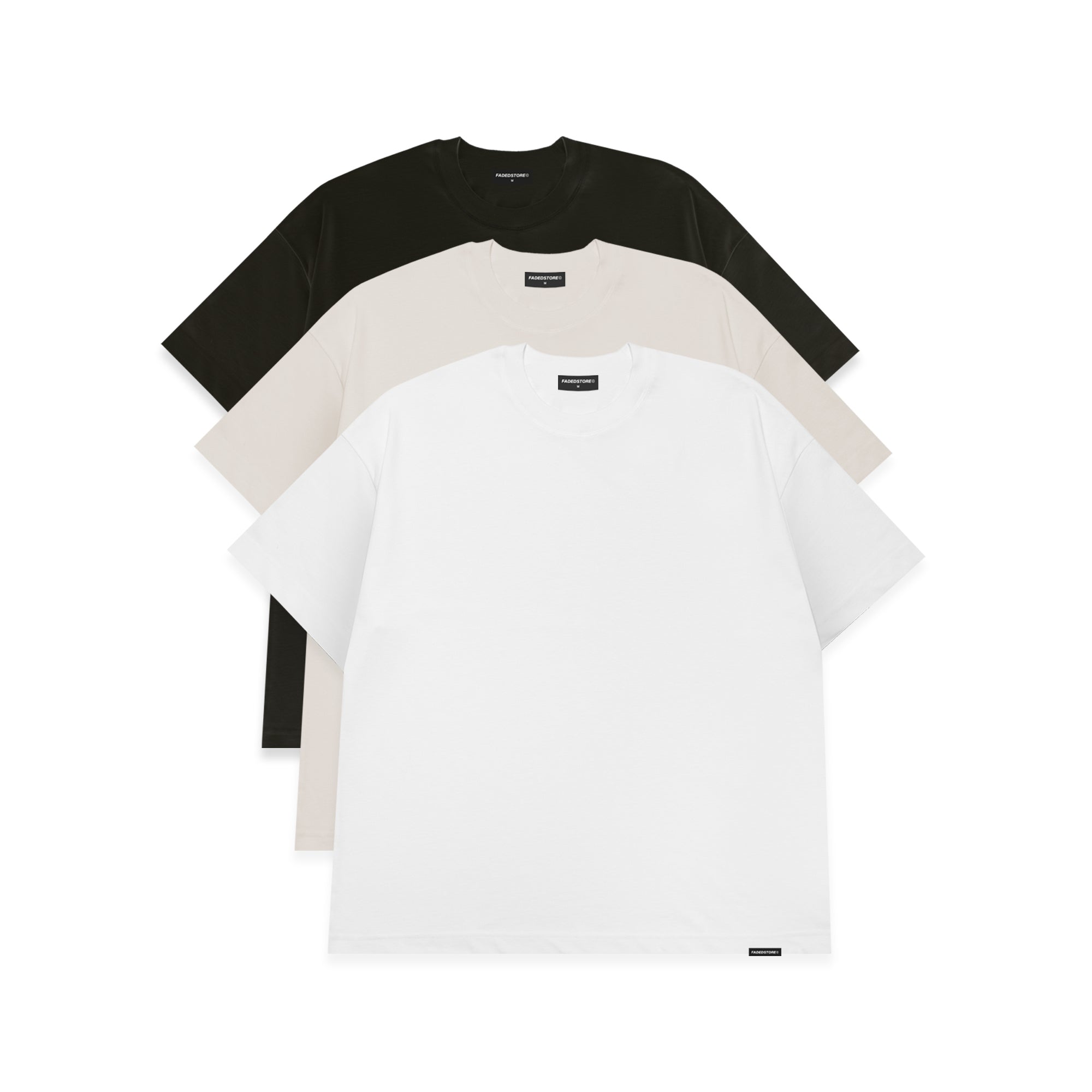 Pack Regular Fit T-Shirt Black Off-White White