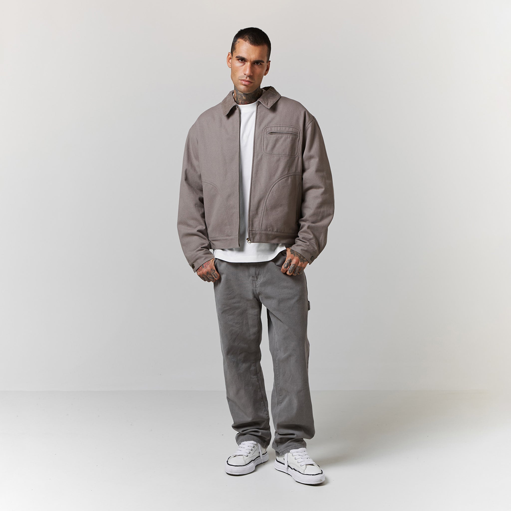 Canvas Workwear Jacket | Washed Grey – Faded