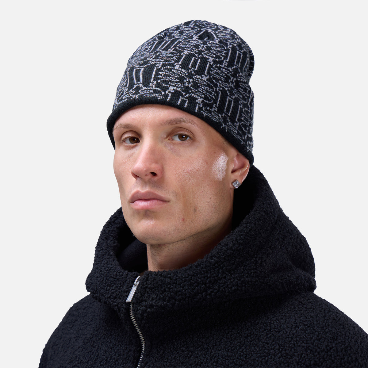 Monogram Reversible Beanie | Black