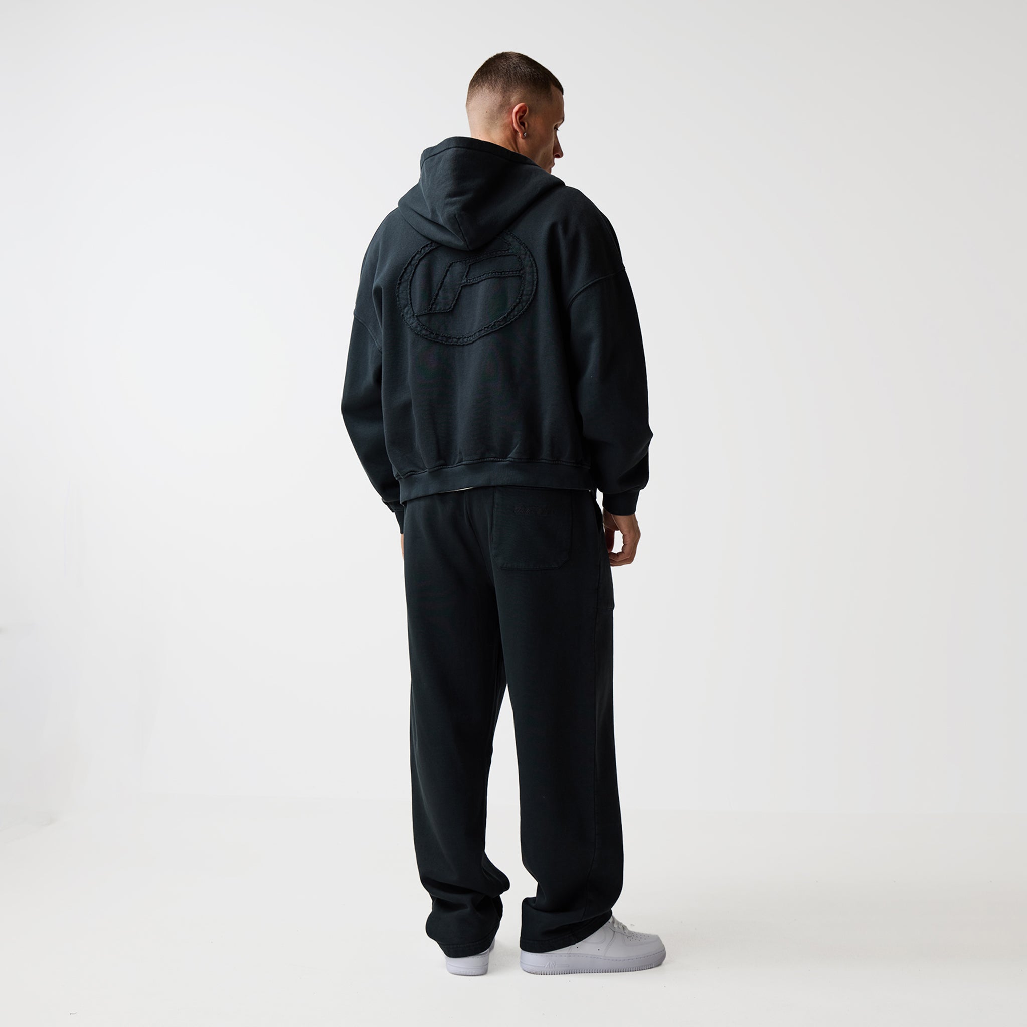 Oval Appliqué Tracksuit | Washed Black