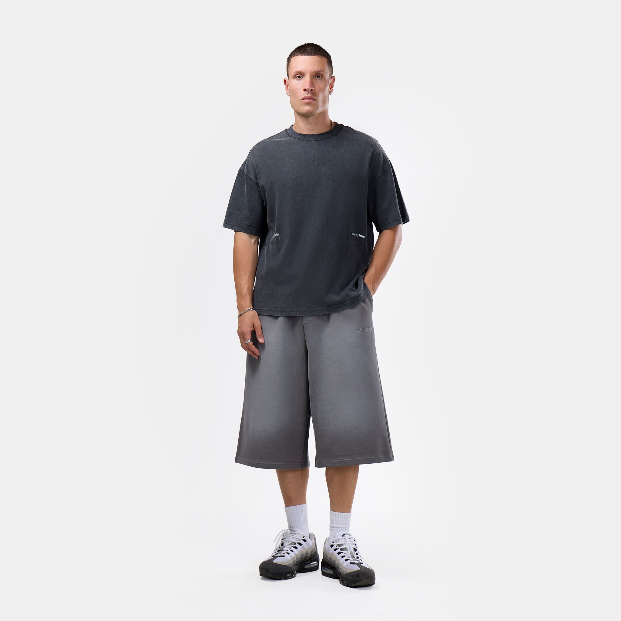 Spray Washed Longline Short | Charcoal