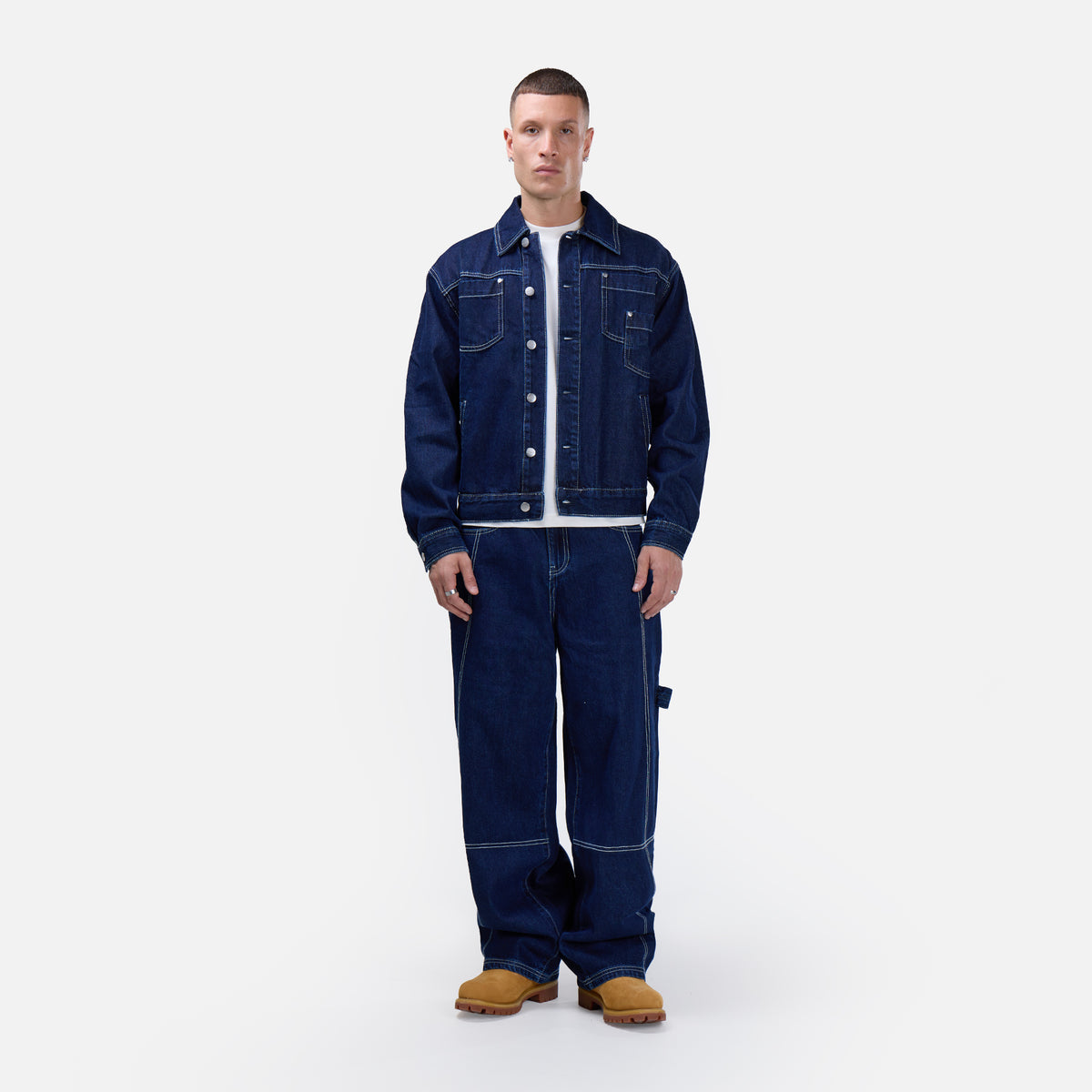 Contrast Stitch Denim Twinset | Indigo