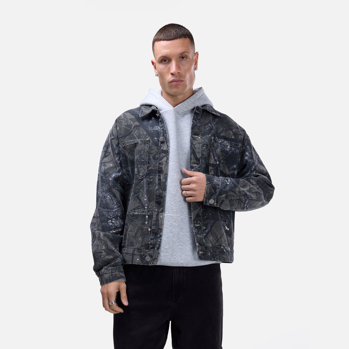 Tree Camo Print Jacket | Grey