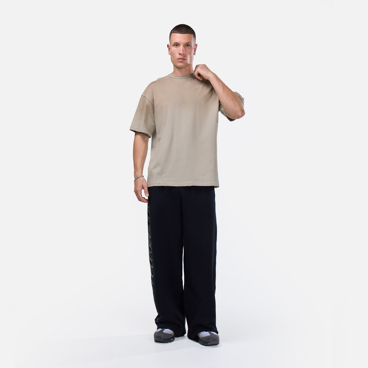 Boxy Distressed T-Shirt | Washed Stone