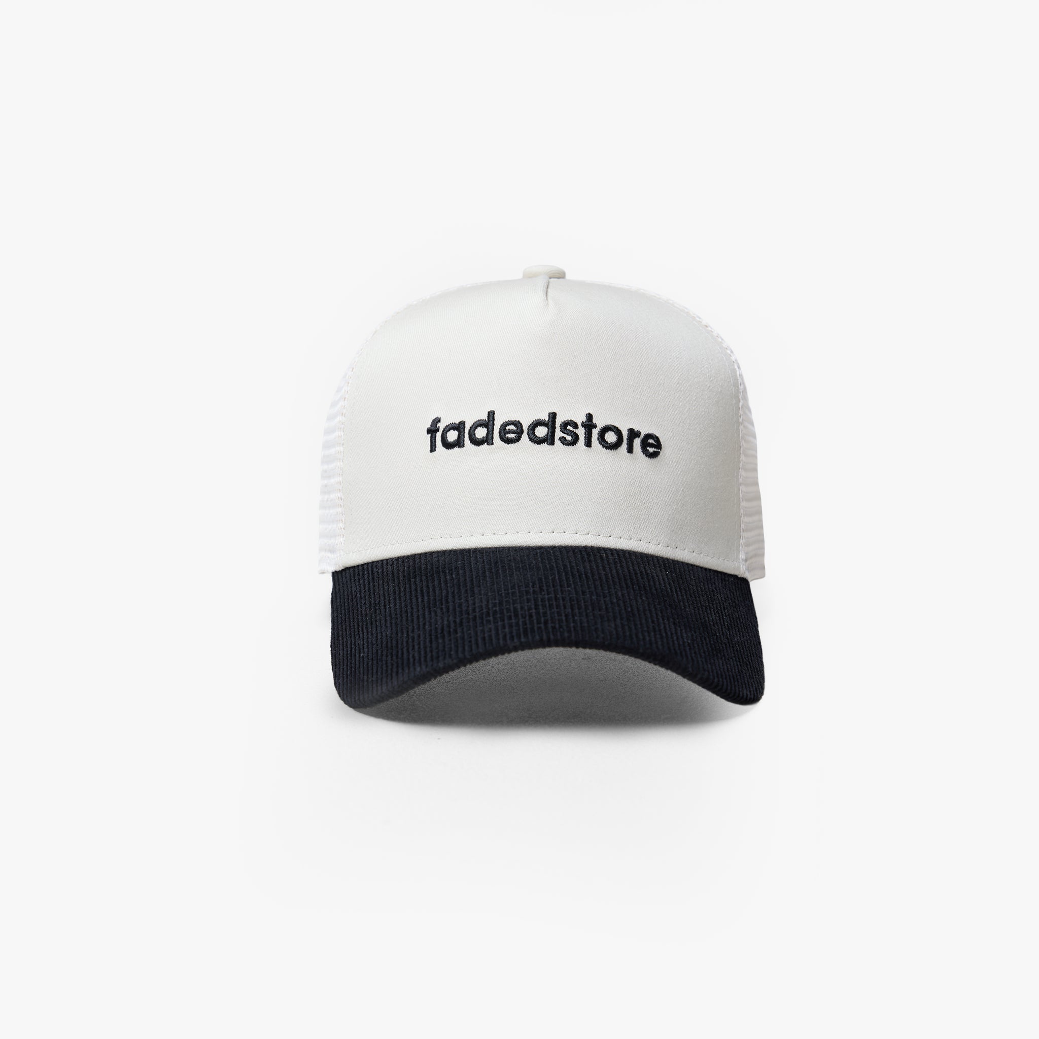 Cord Trucker Cap | White/Black