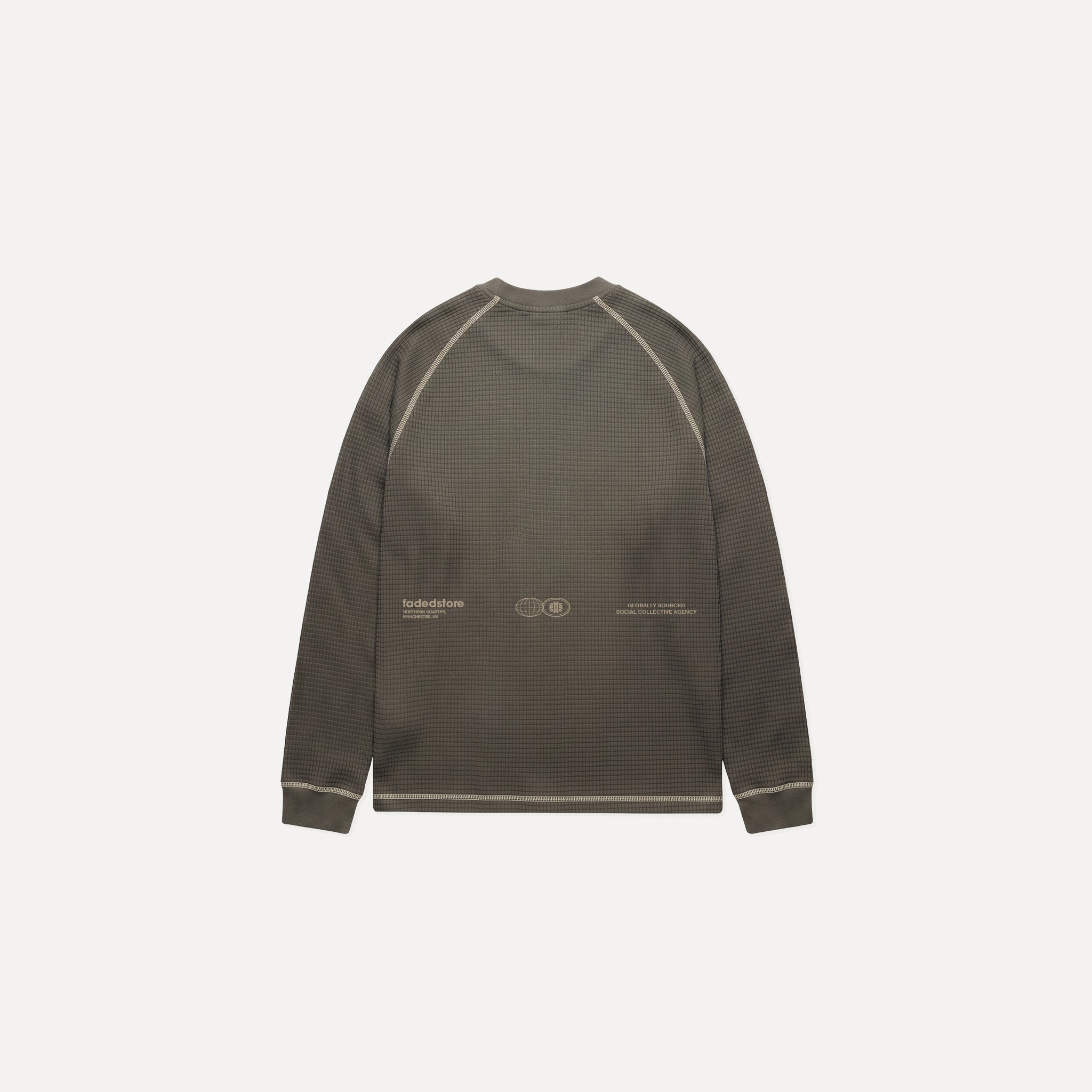 Contrast Stitch Waffle Long Sleeve T-Shirt | Olive