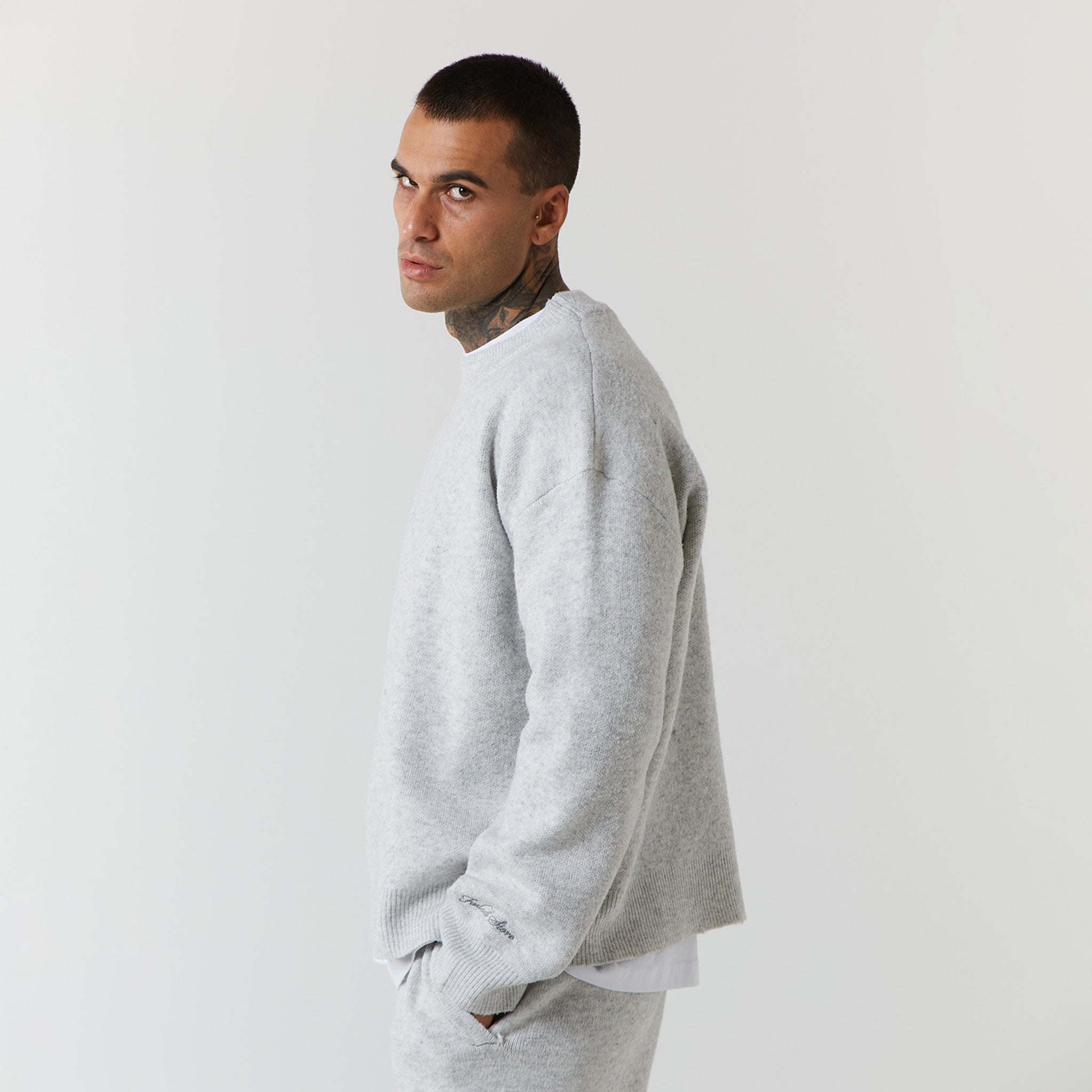 Knitted Crewneck | Light Grey Marl – Faded Knitted Crewneck | Light Grey Marl – Faded