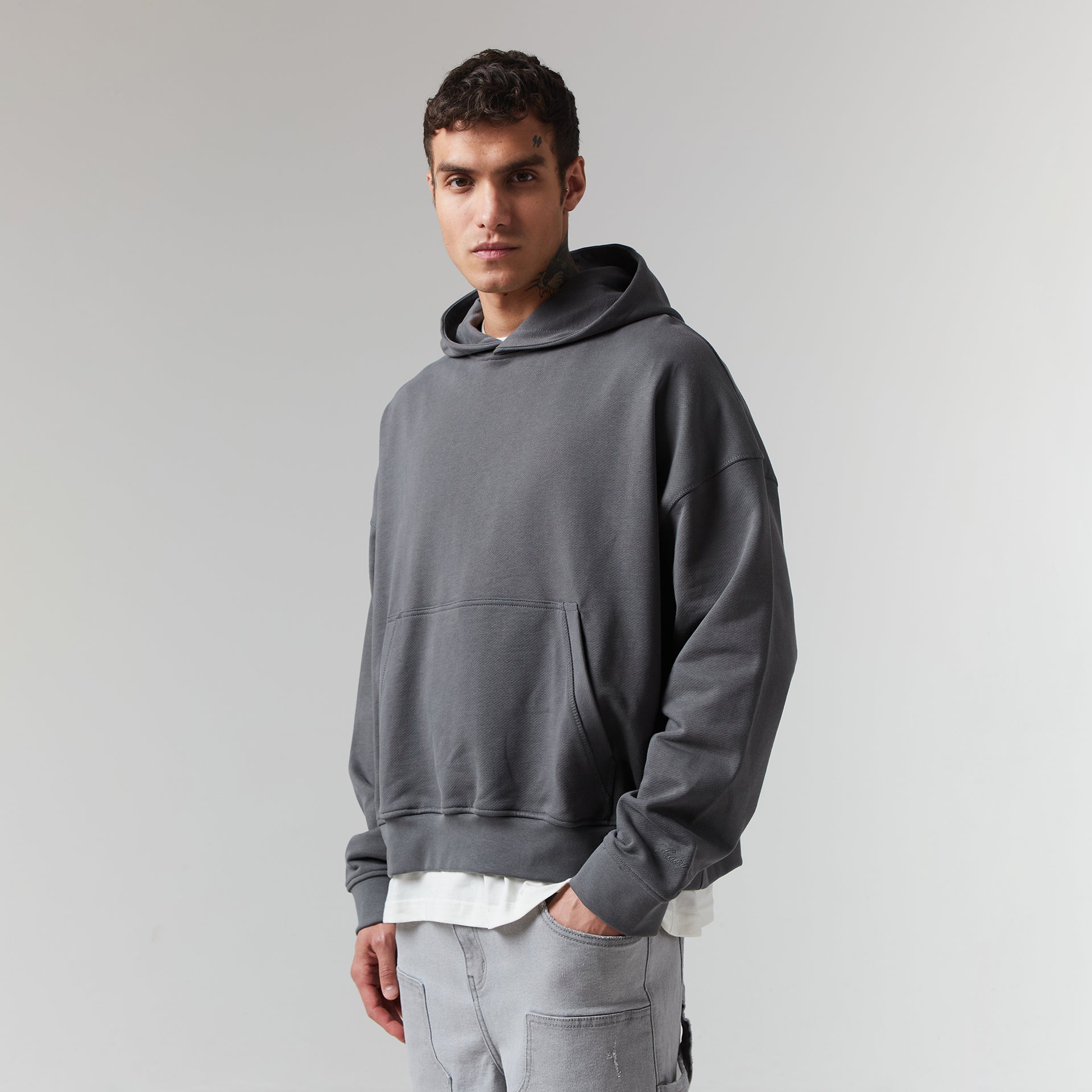 Charcoal Grey Slate Grey Sweatshirt Grey Crew Neck Plain Grey