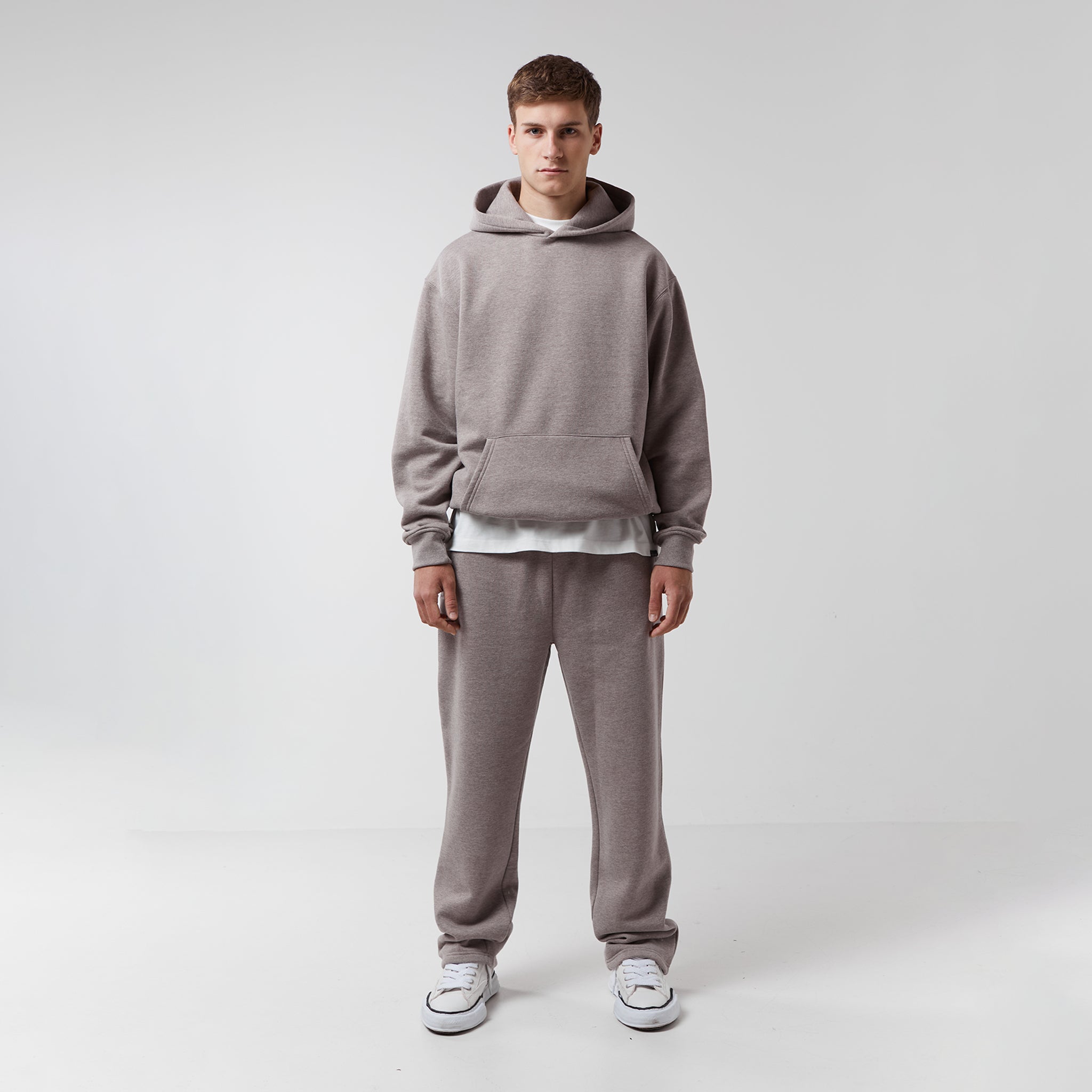 Open Hem Tracksuit Brown Marl