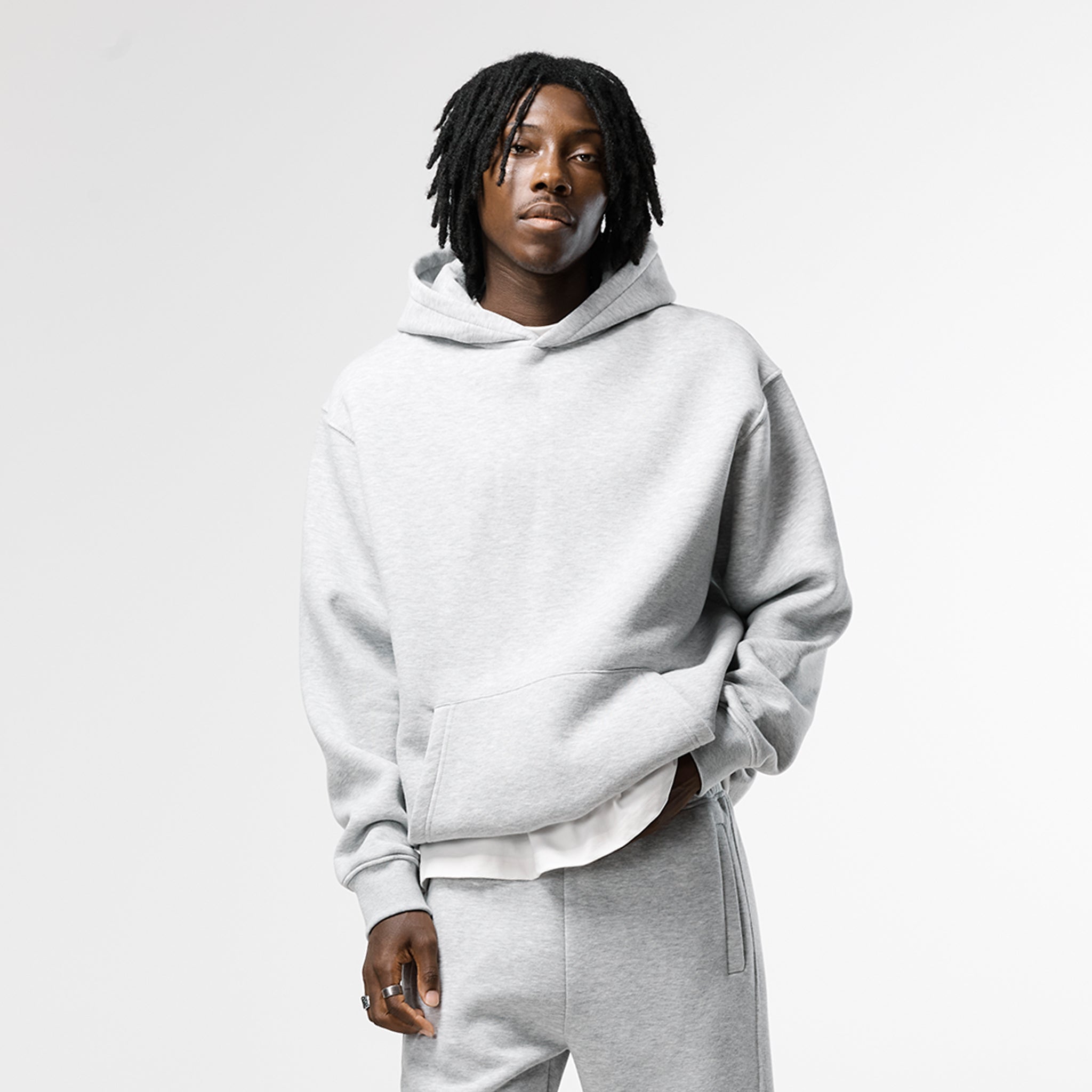 Box Fit Hoodie | Grey Marl