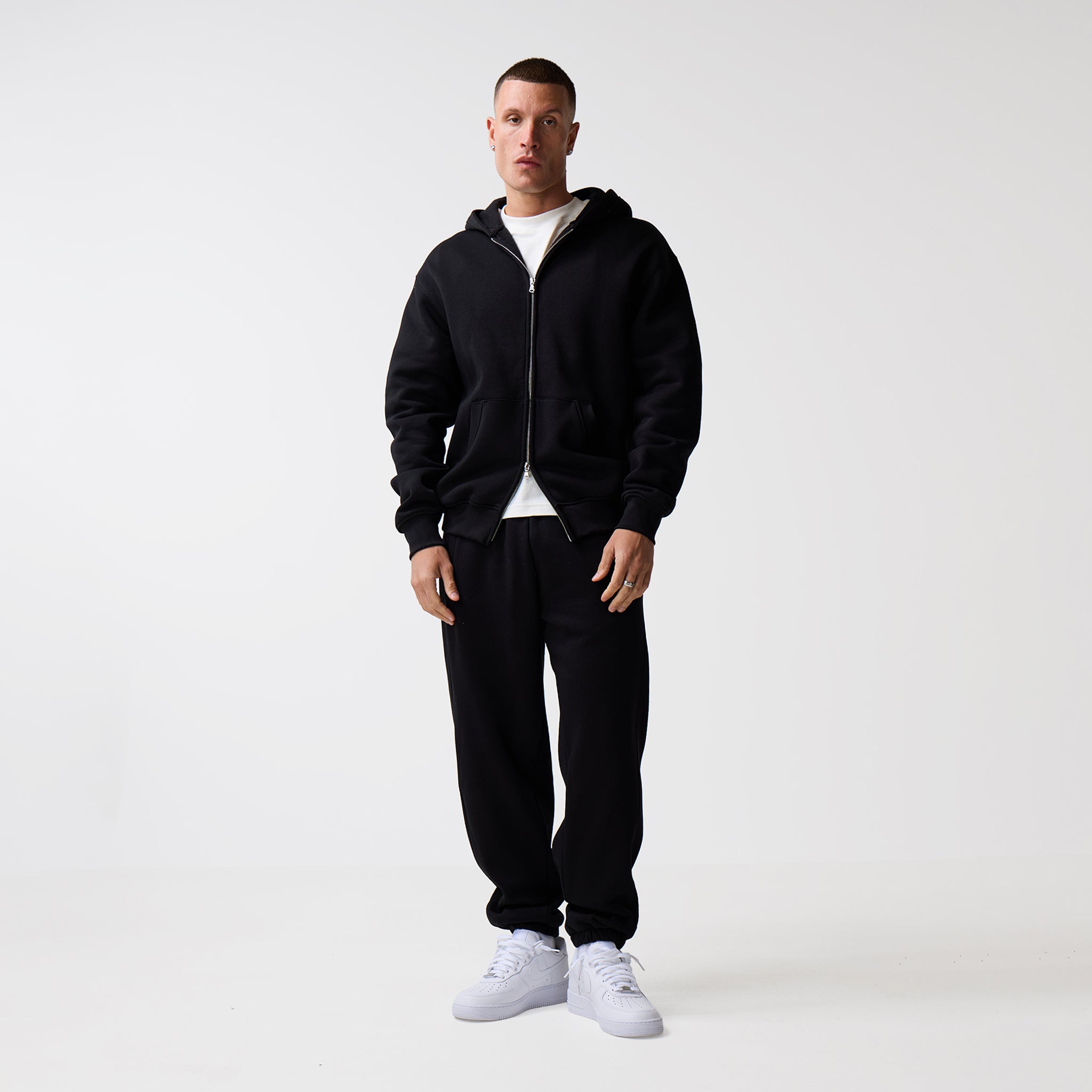 Full Zip Cuffed Tracksuit | Black