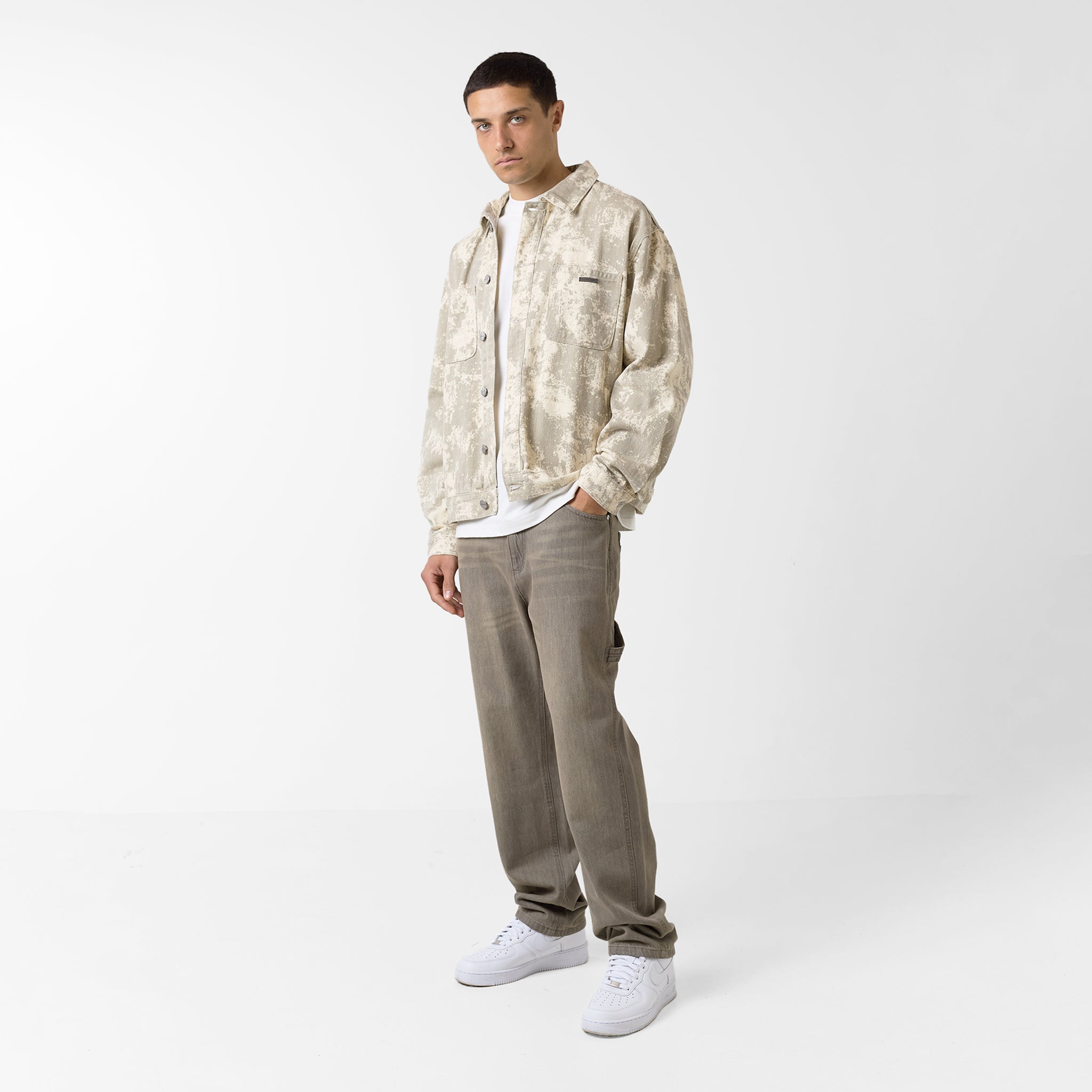 Canvas Camo Print Jacket | Beige