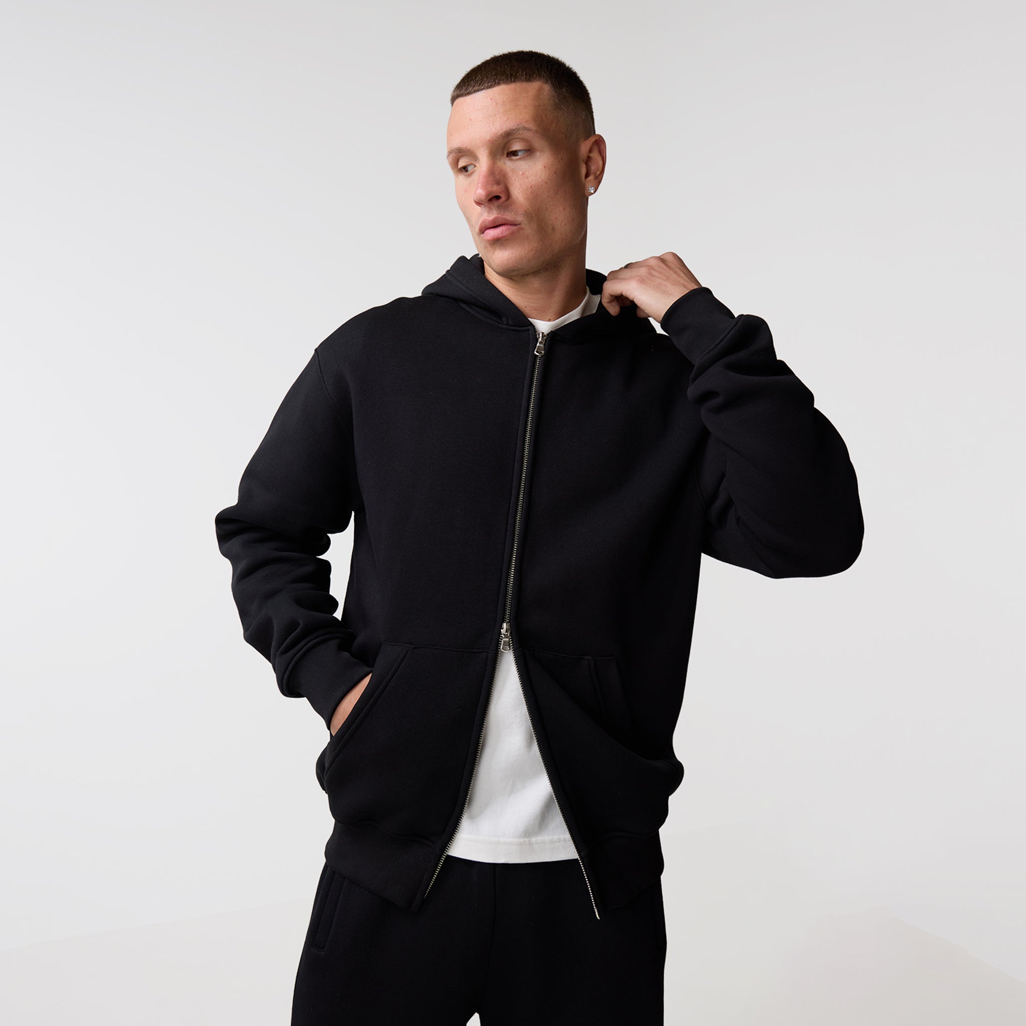 Full Zip Cuffed Tracksuit | Black