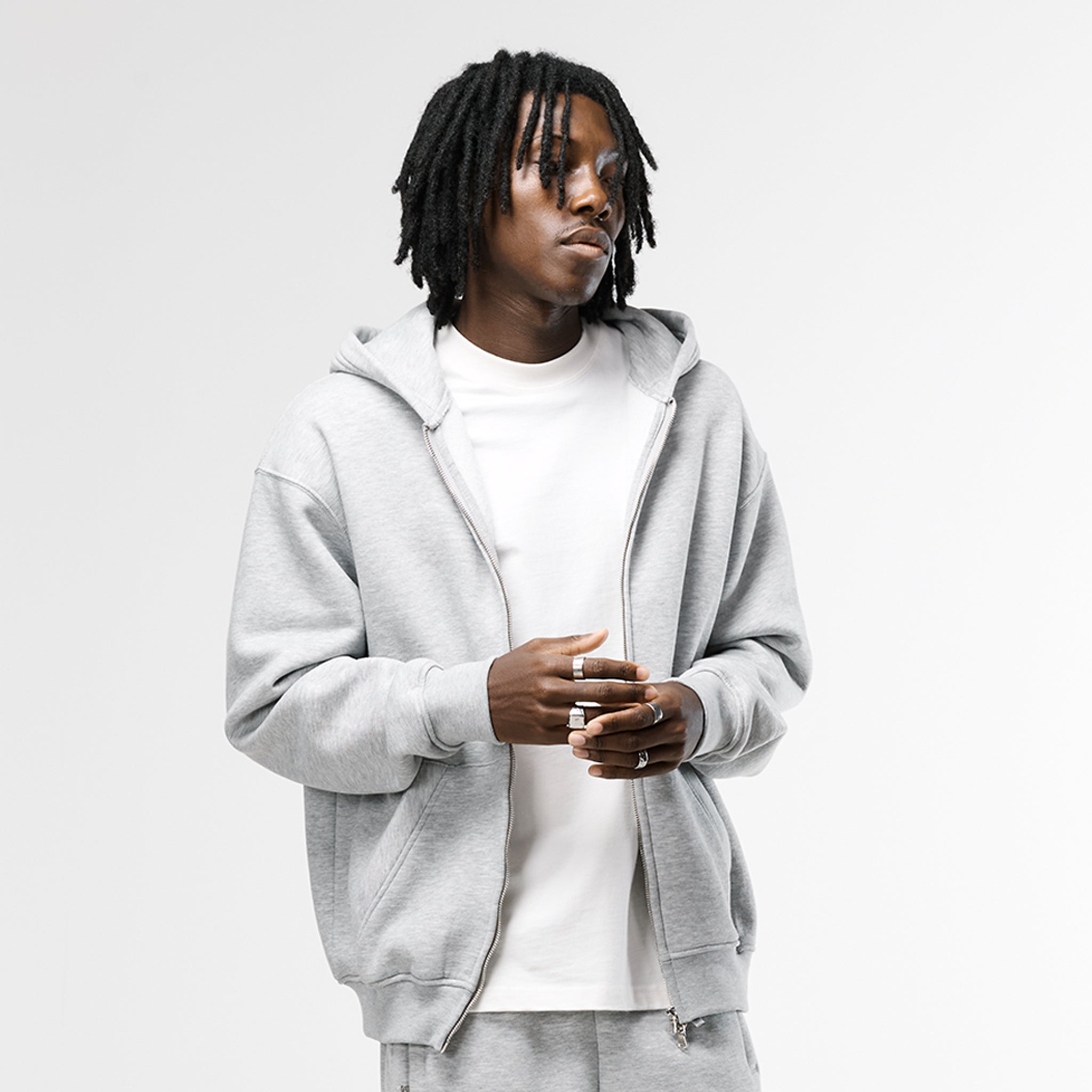 Full Zip Hoodie | Grey Marl