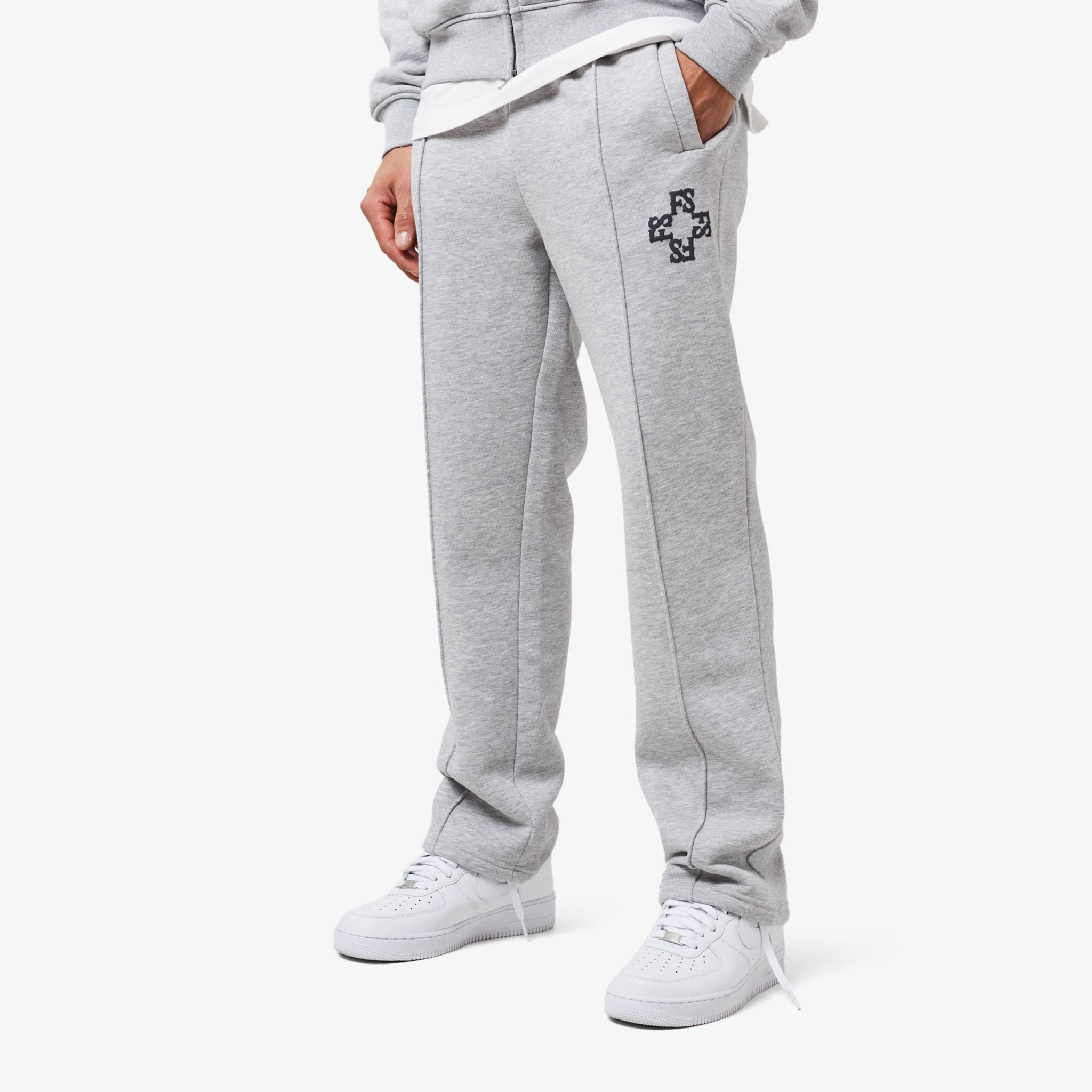 Monogram Open Hem Jogger | Grey Marl