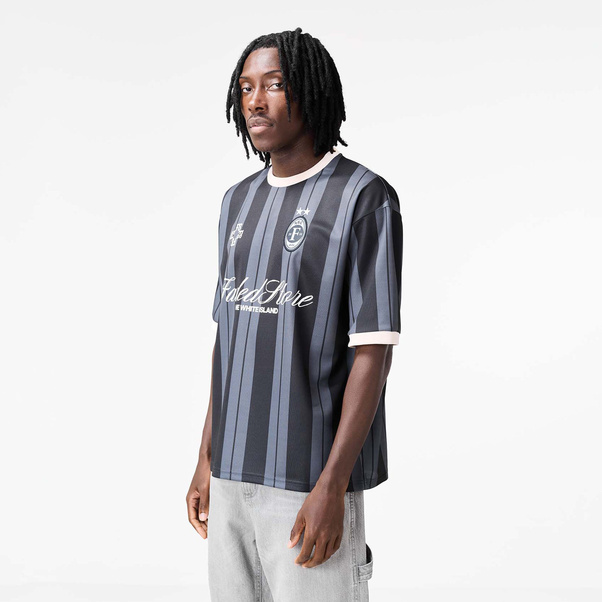 Striker Football T-Shirt | Black/Off White