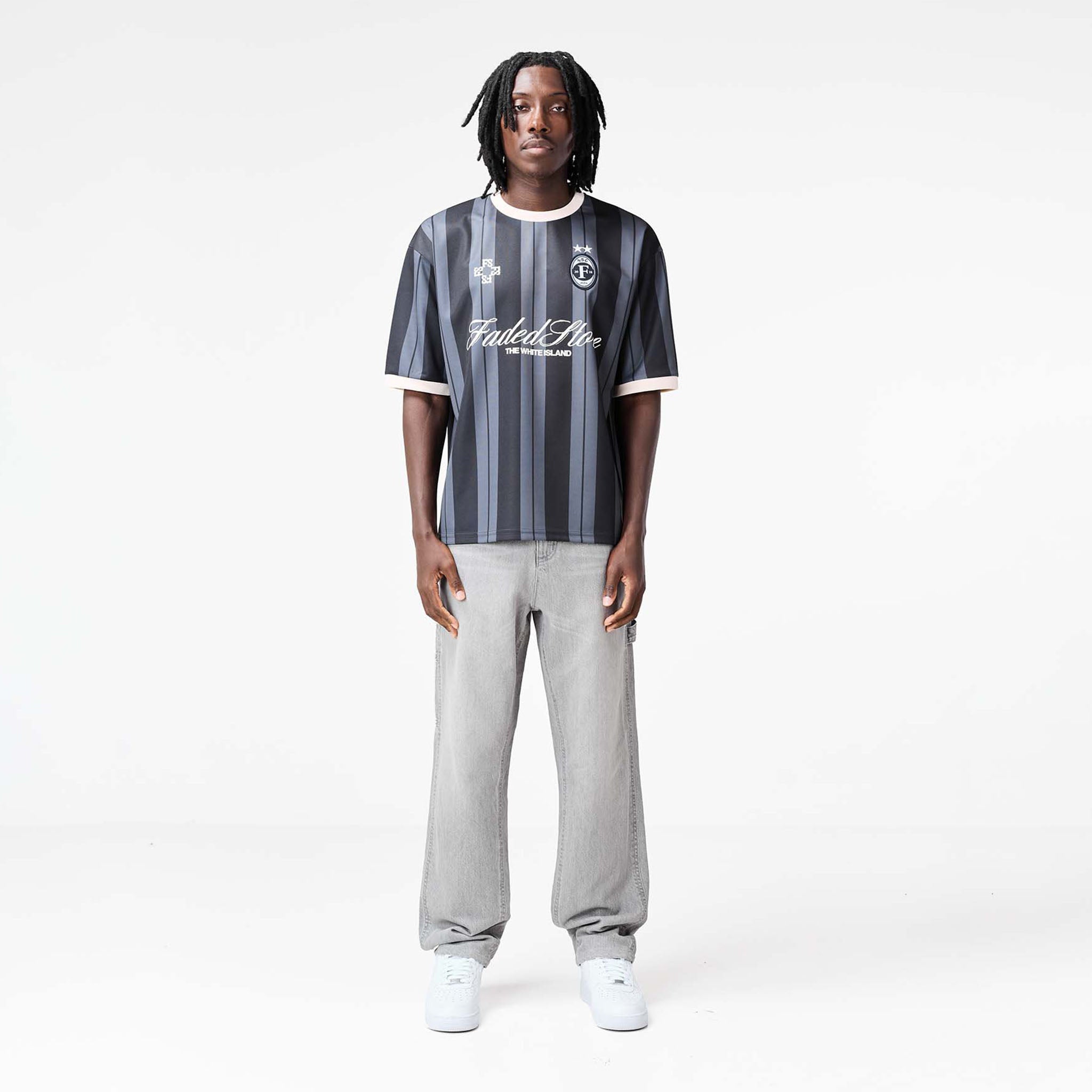 Striker Football T-Shirt | Black/Off White