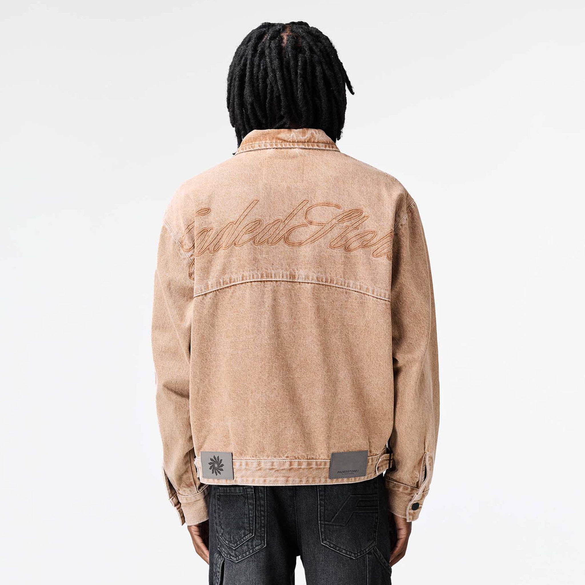 Denim Applique Jacket | Brown Wash