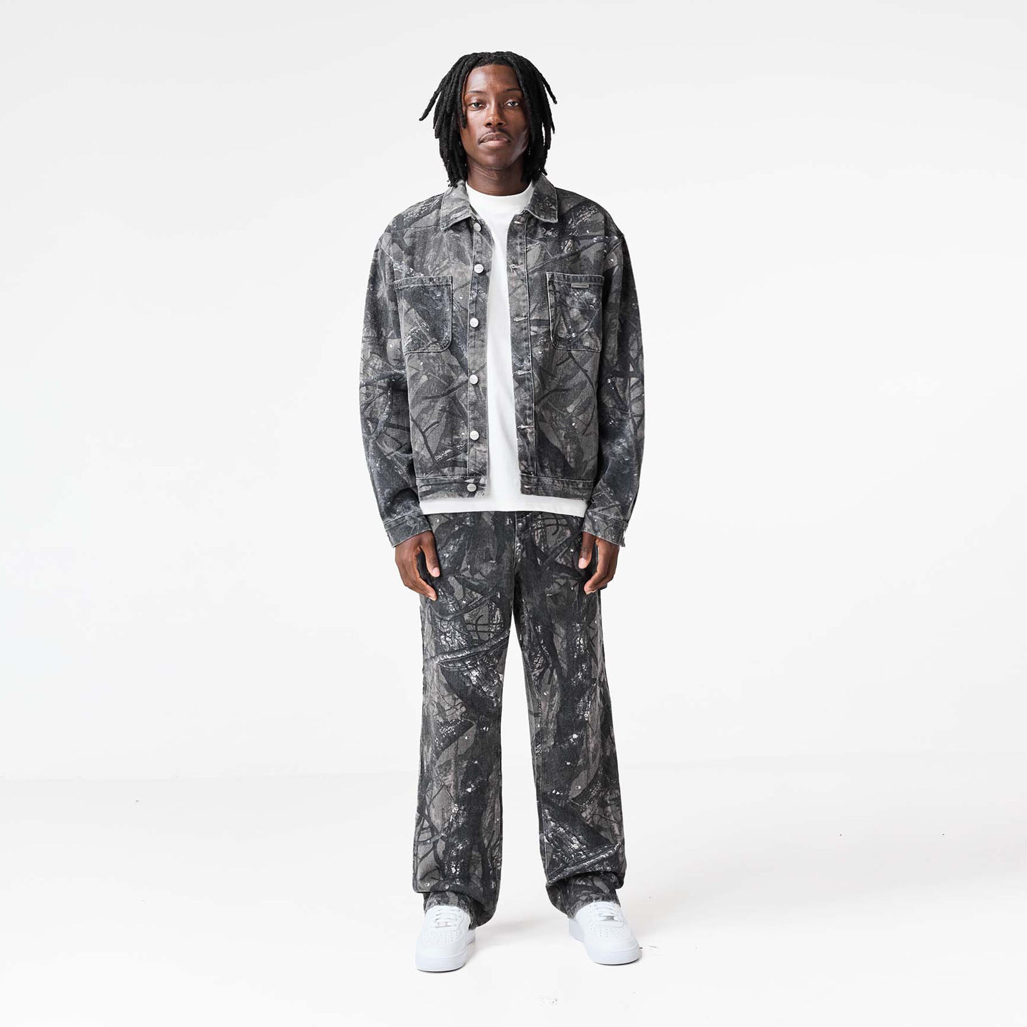 Camo Print Denim Set | Grey Tree Camo