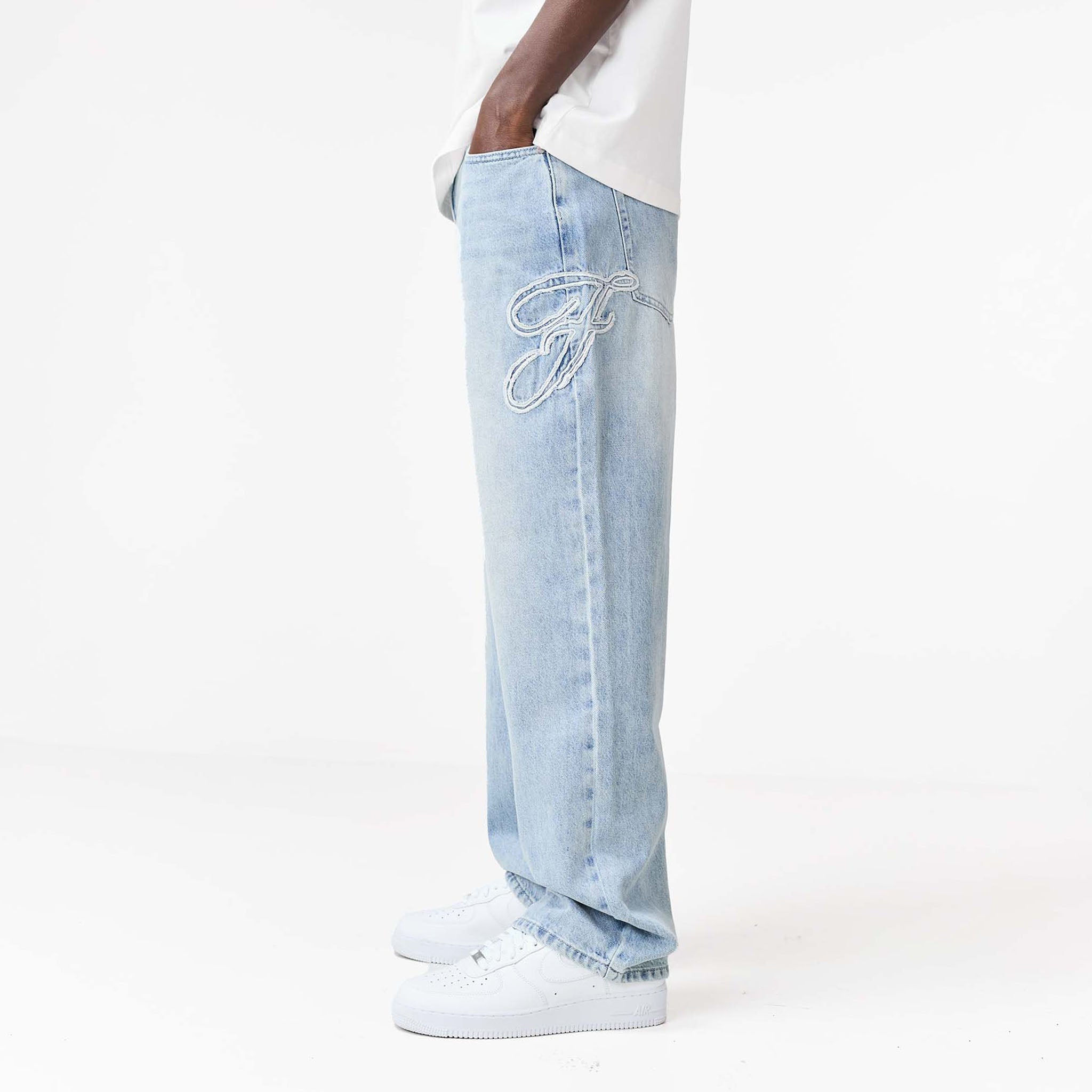 Faded Applique Jeans | Blue Wash