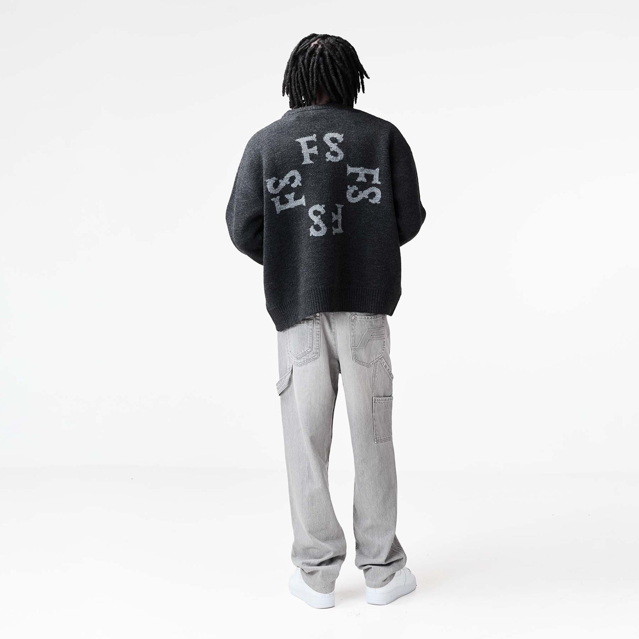 Monogram Knit Crewneck | Washed Black