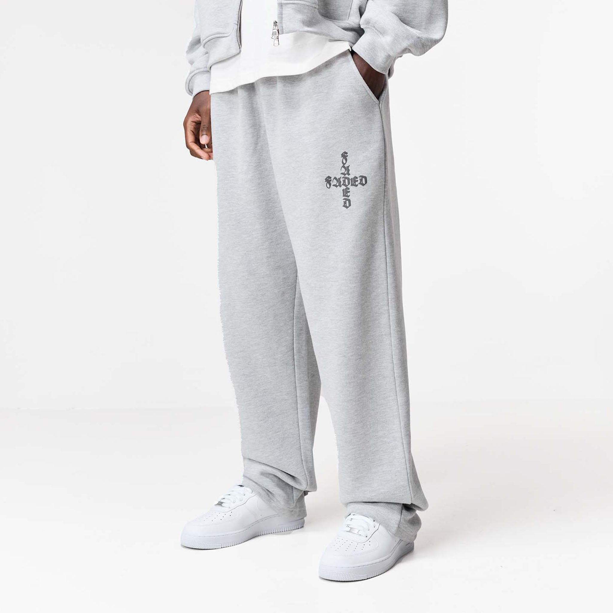 Gothic 2.0 Loose Fit Open Hem Jogger | Grey Marl