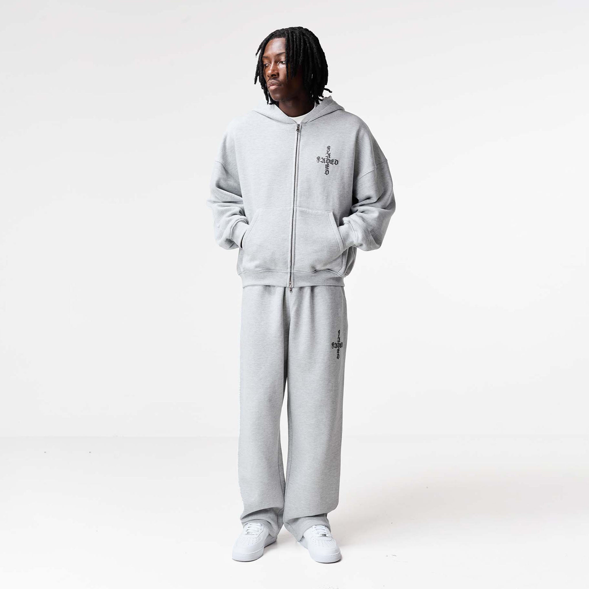 Gothic 2.0 Full Zip Open Hem Tracksuit | Grey Marl
