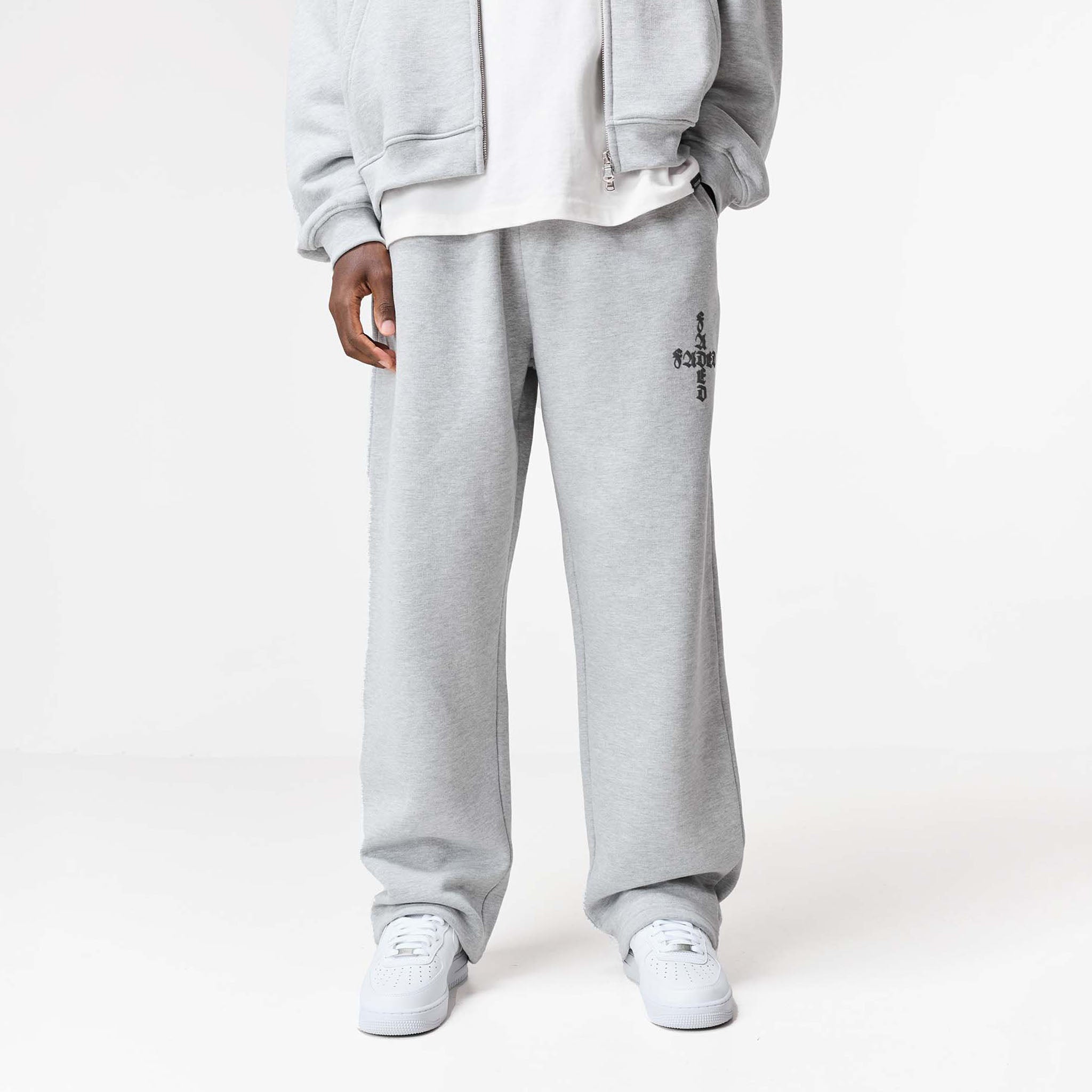 Gothic 2.0 Loose Fit Open Hem Jogger | Grey Marl