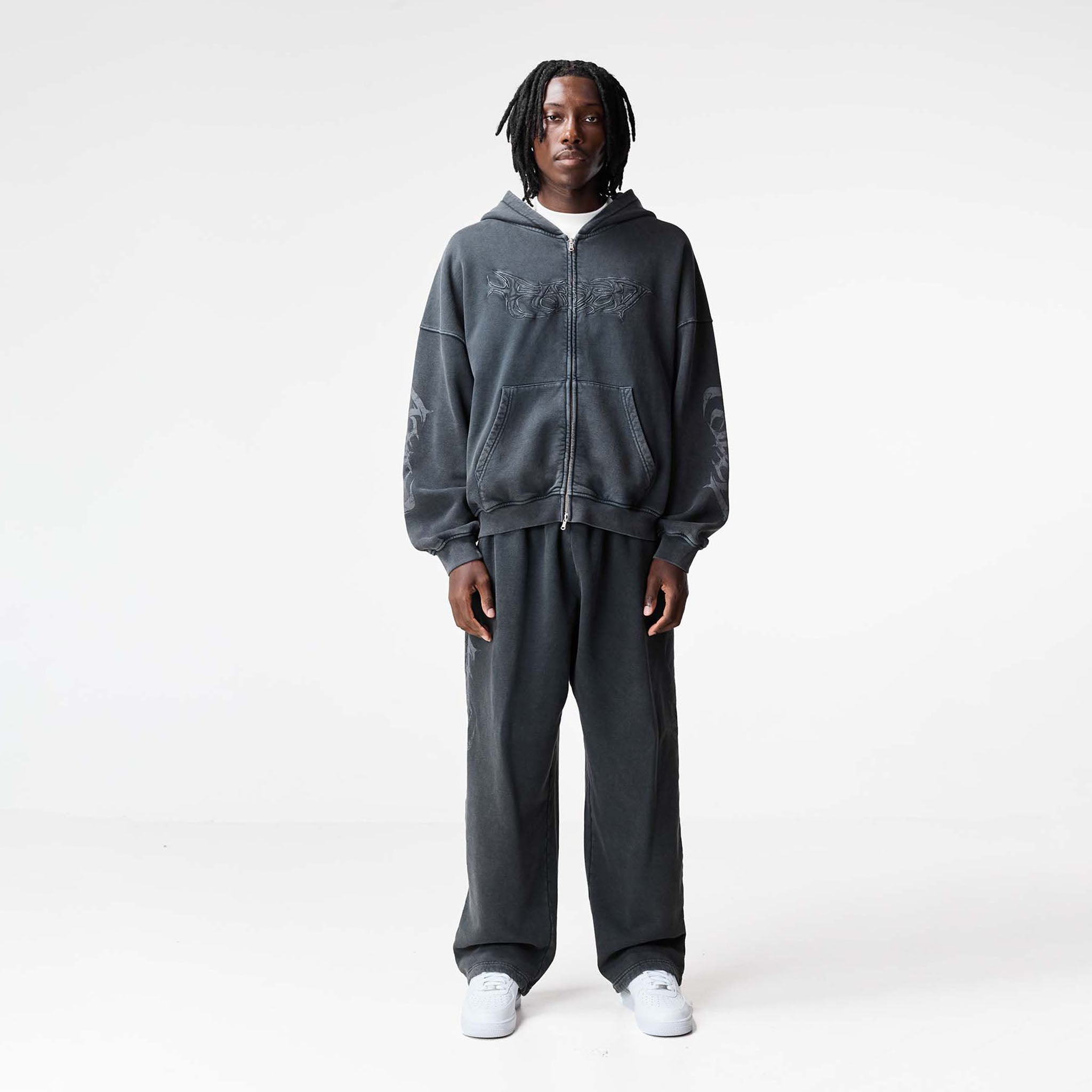 Shadow Full Zip Hoodie | Washed Black