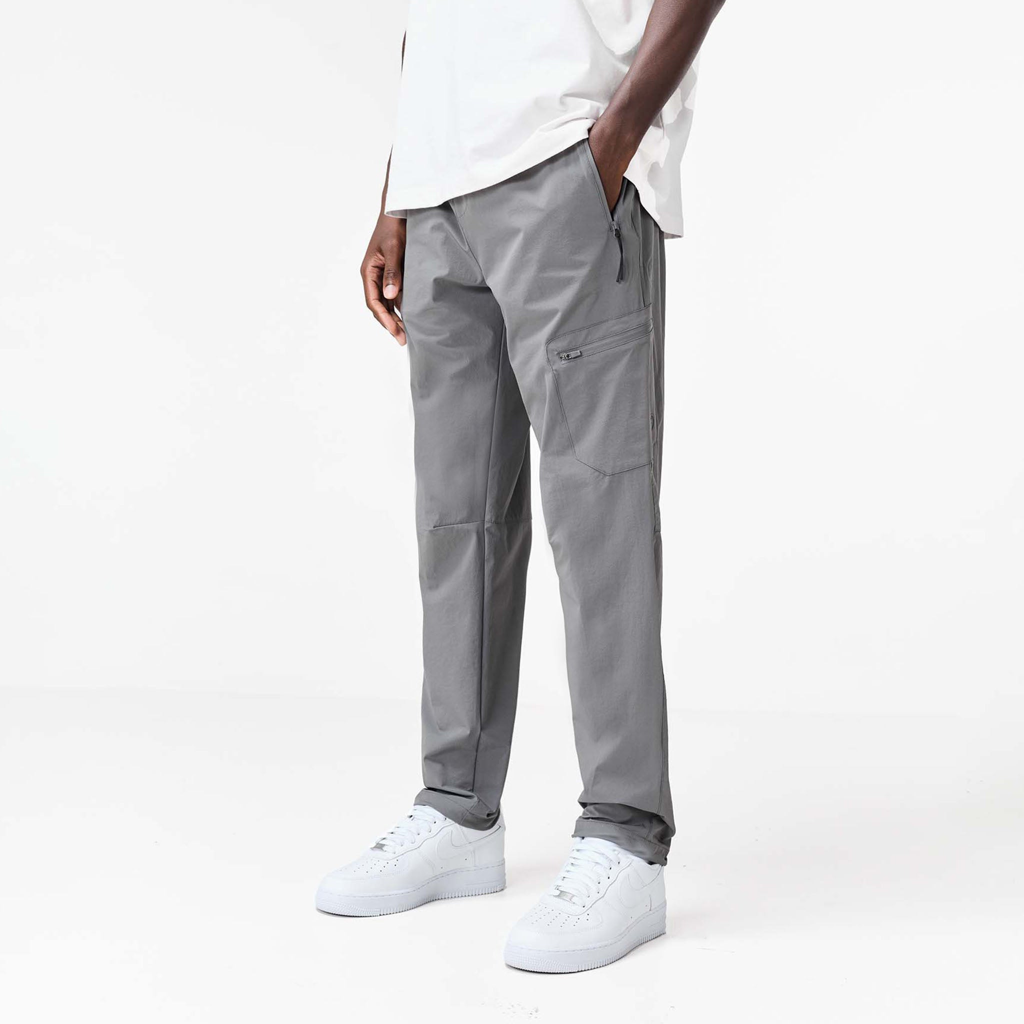 Stretch Tech Open Hem Cargo Pant | Mid Grey