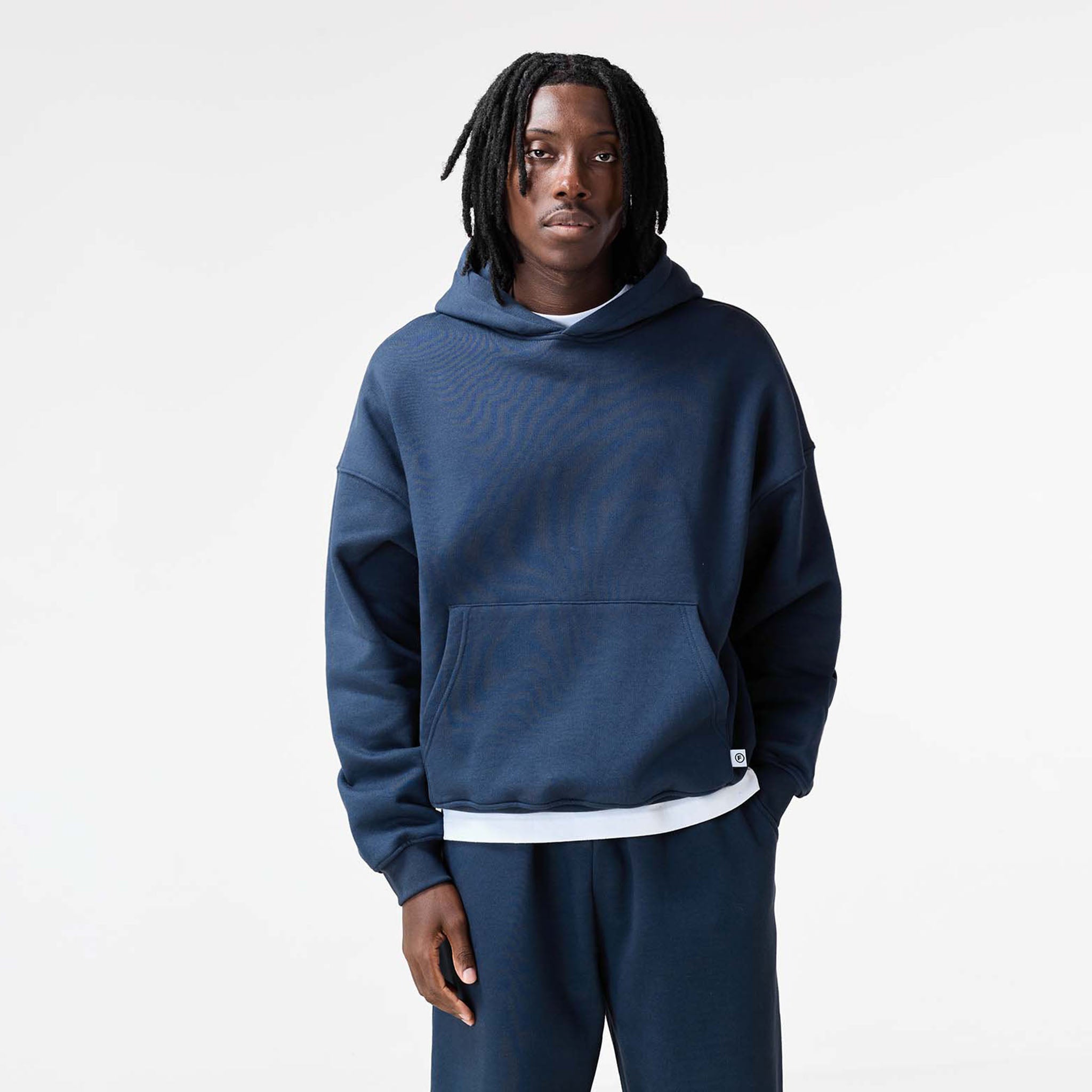 Loose Fit Cropped Hoodie | Navy