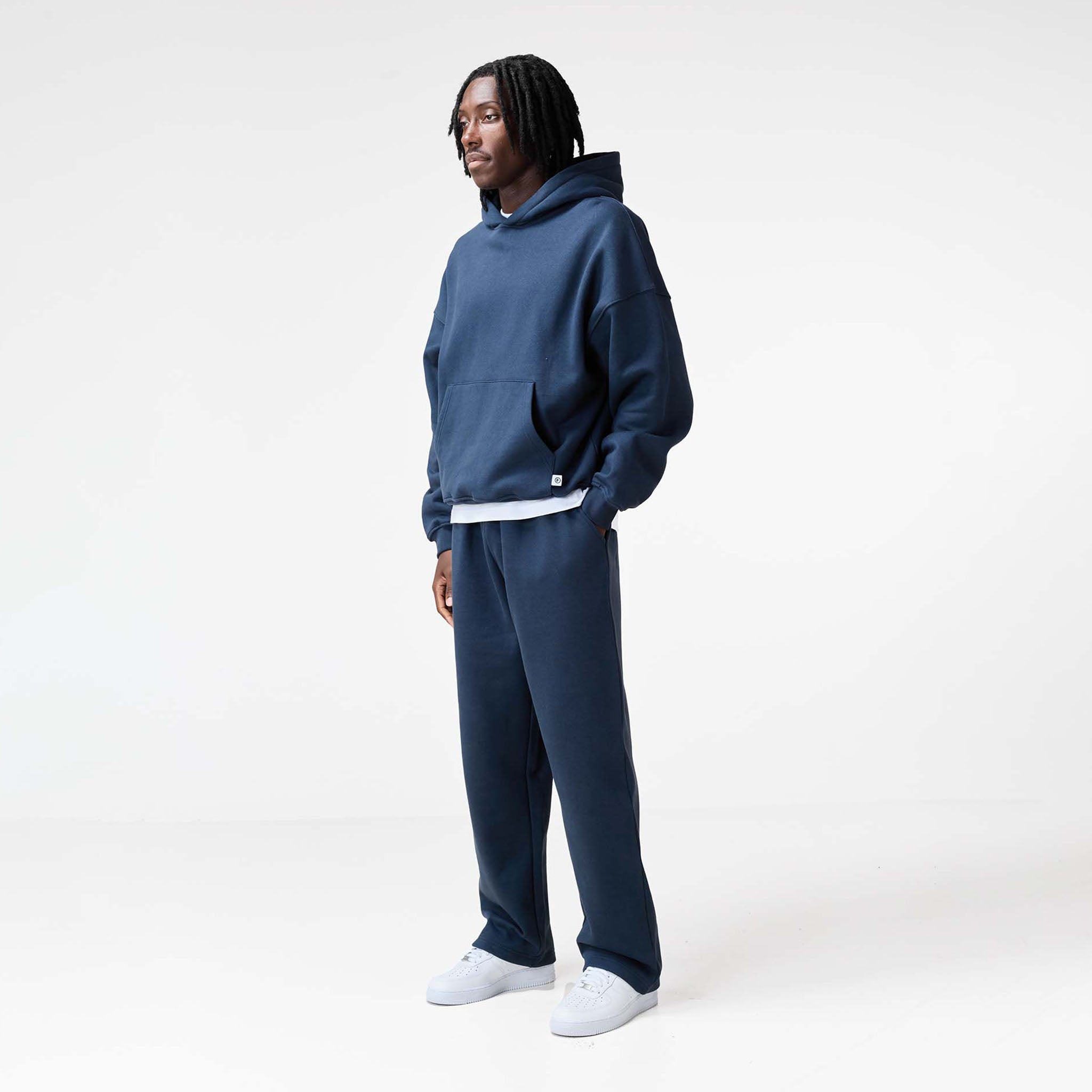 Loose Fit Cropped Hoodie | Navy