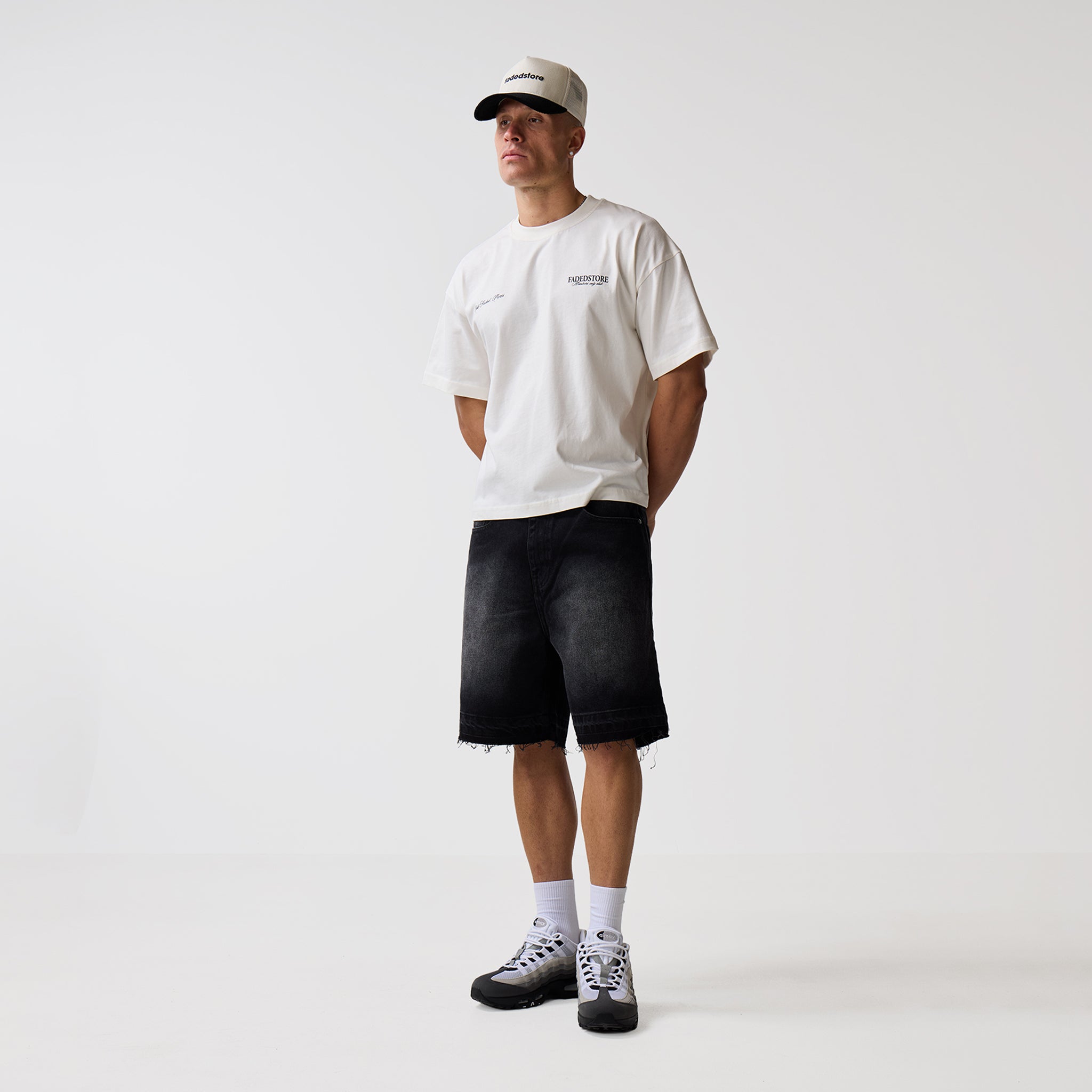 Unpicked Denim Shorts | Washed Black