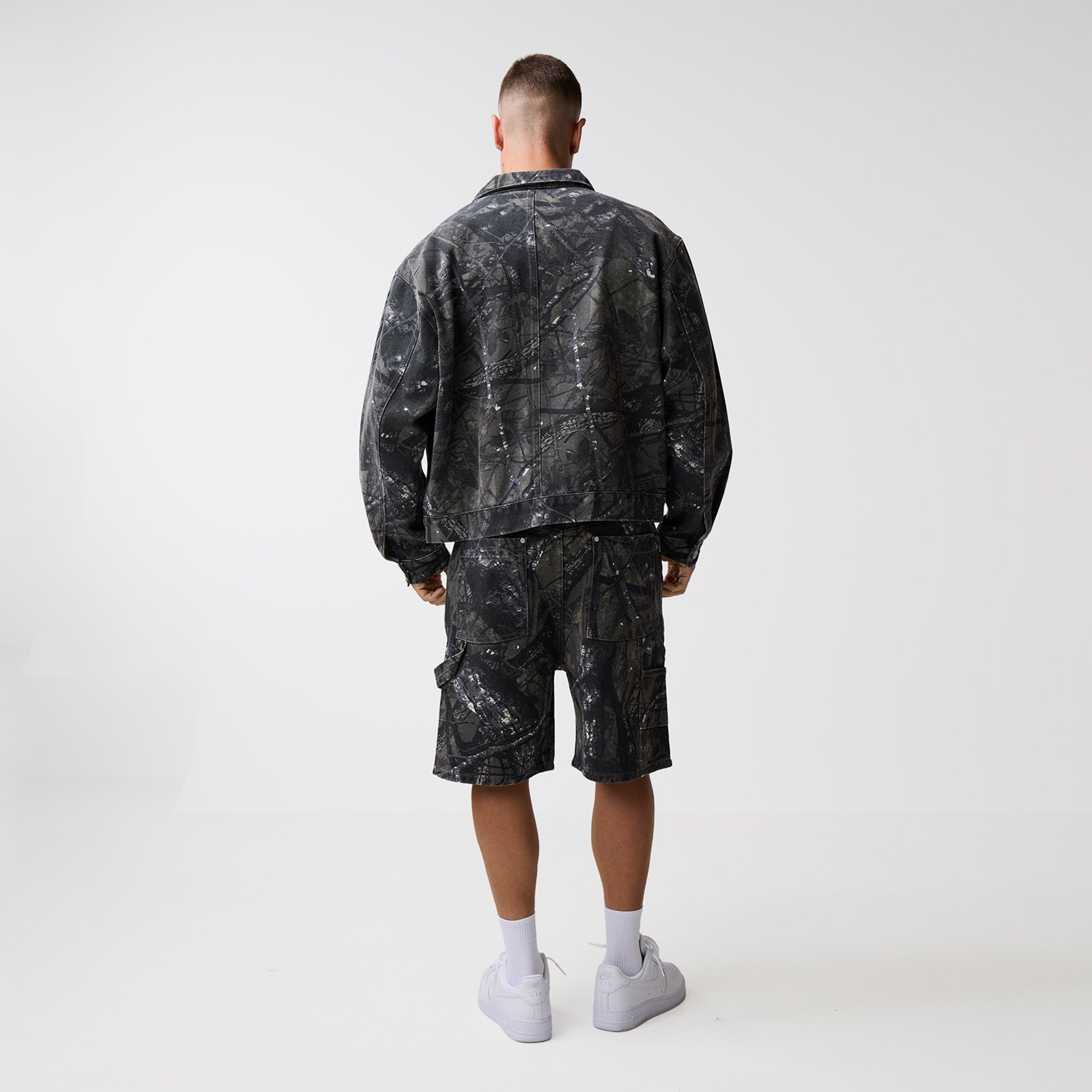 Tree Camo Print Shorts | Grey