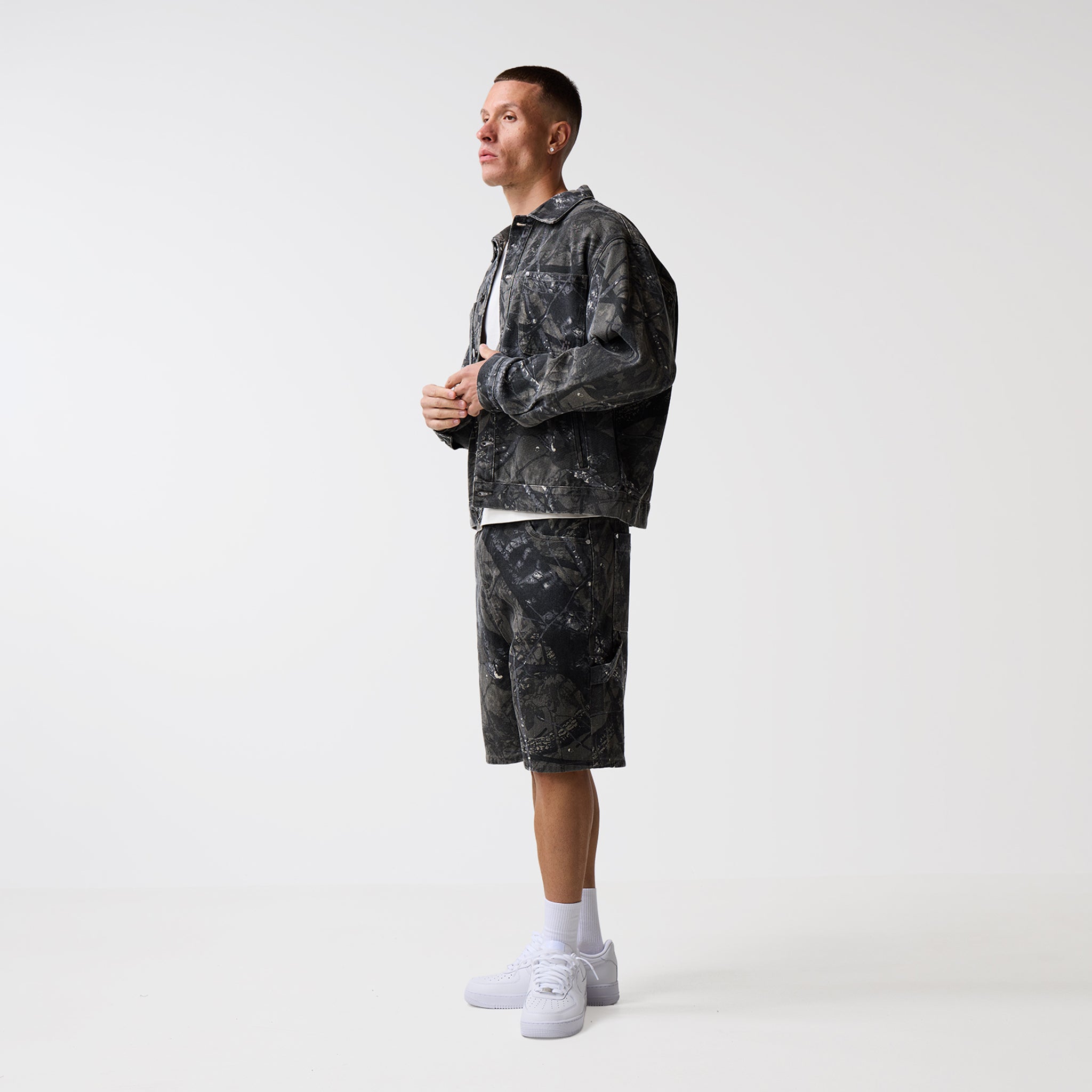 Tree Camo Print Jacket | Grey