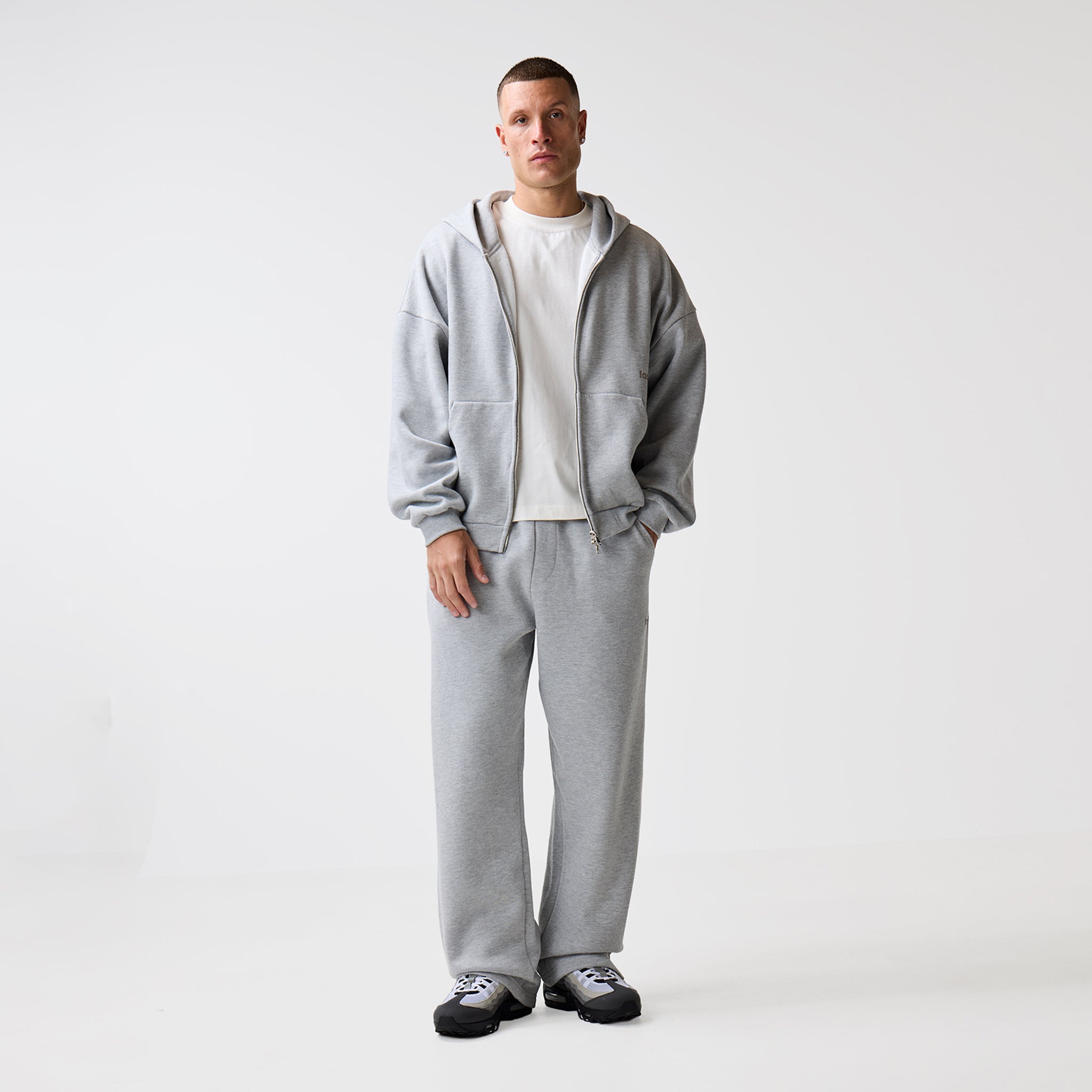 Space For Clarity Cropped Zip Hoodie | Grey Marl