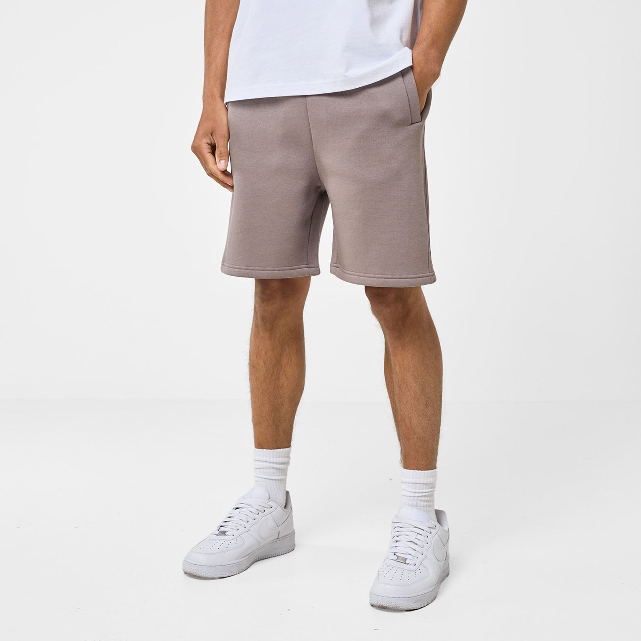 Men's Walnut Brown Fleece Cotton Brushback Core Short FadedStore Front View