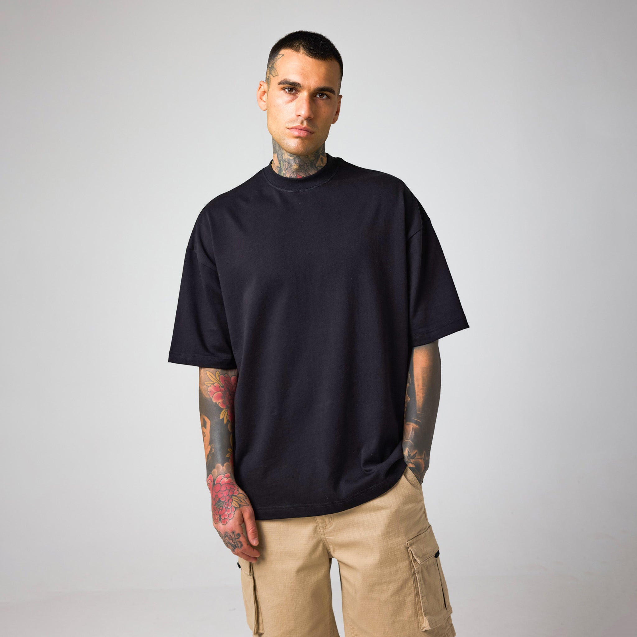 Men's  Black  Box Fit T-Shirt  FadedStore Front View