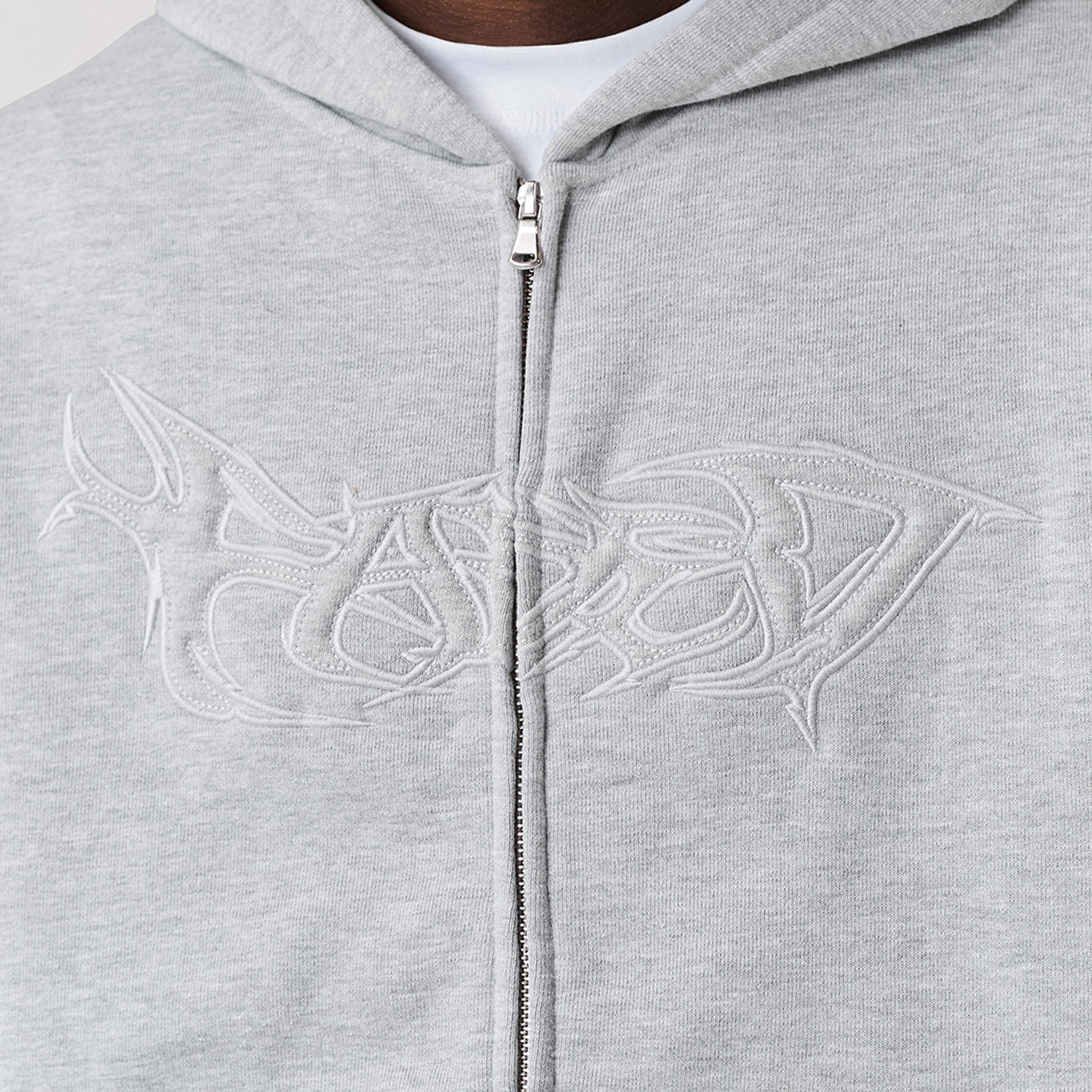 Shadow Full Zip Hoodie | Grey Marl
