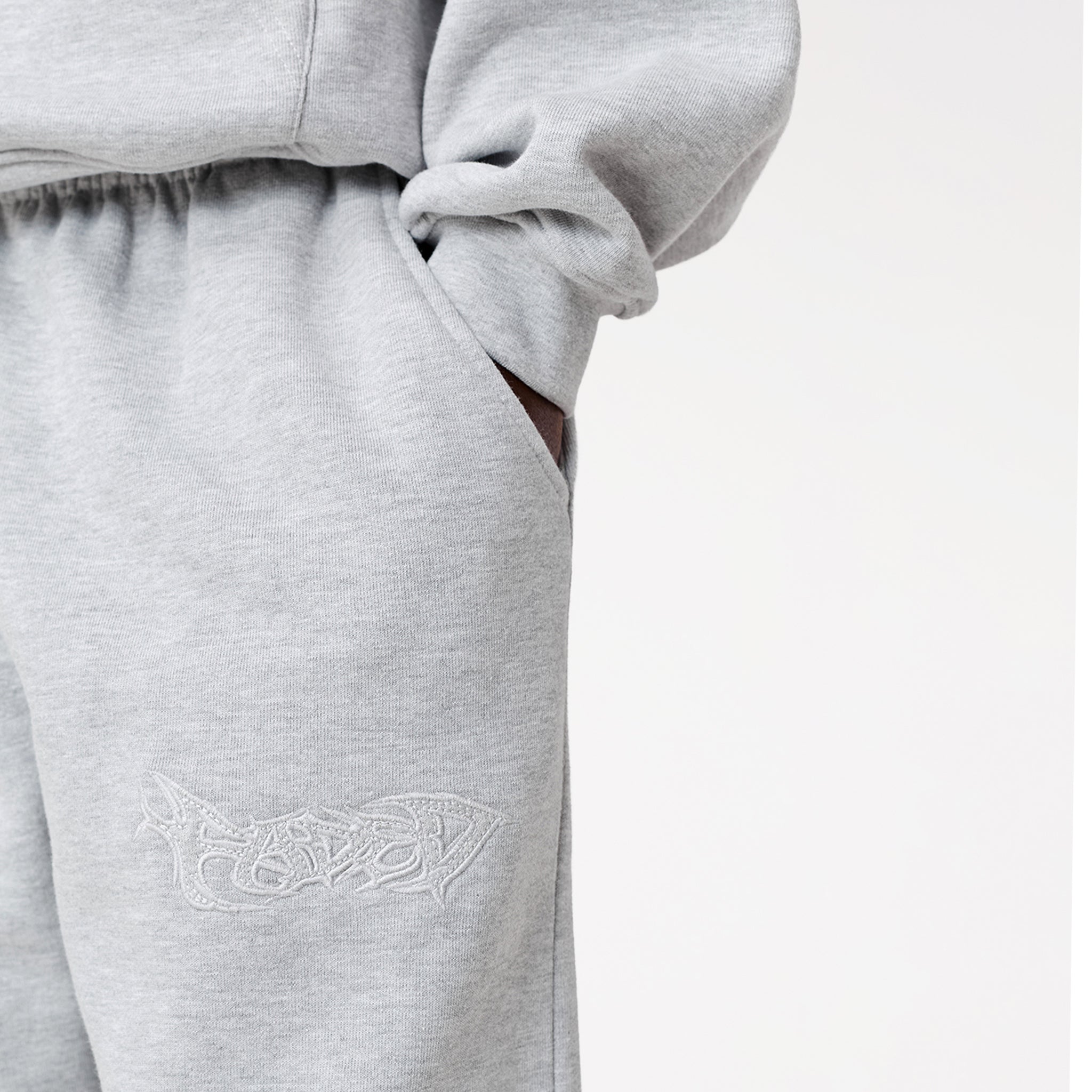 Shadow Loose Fit Open Hem Jogger | Grey Marl