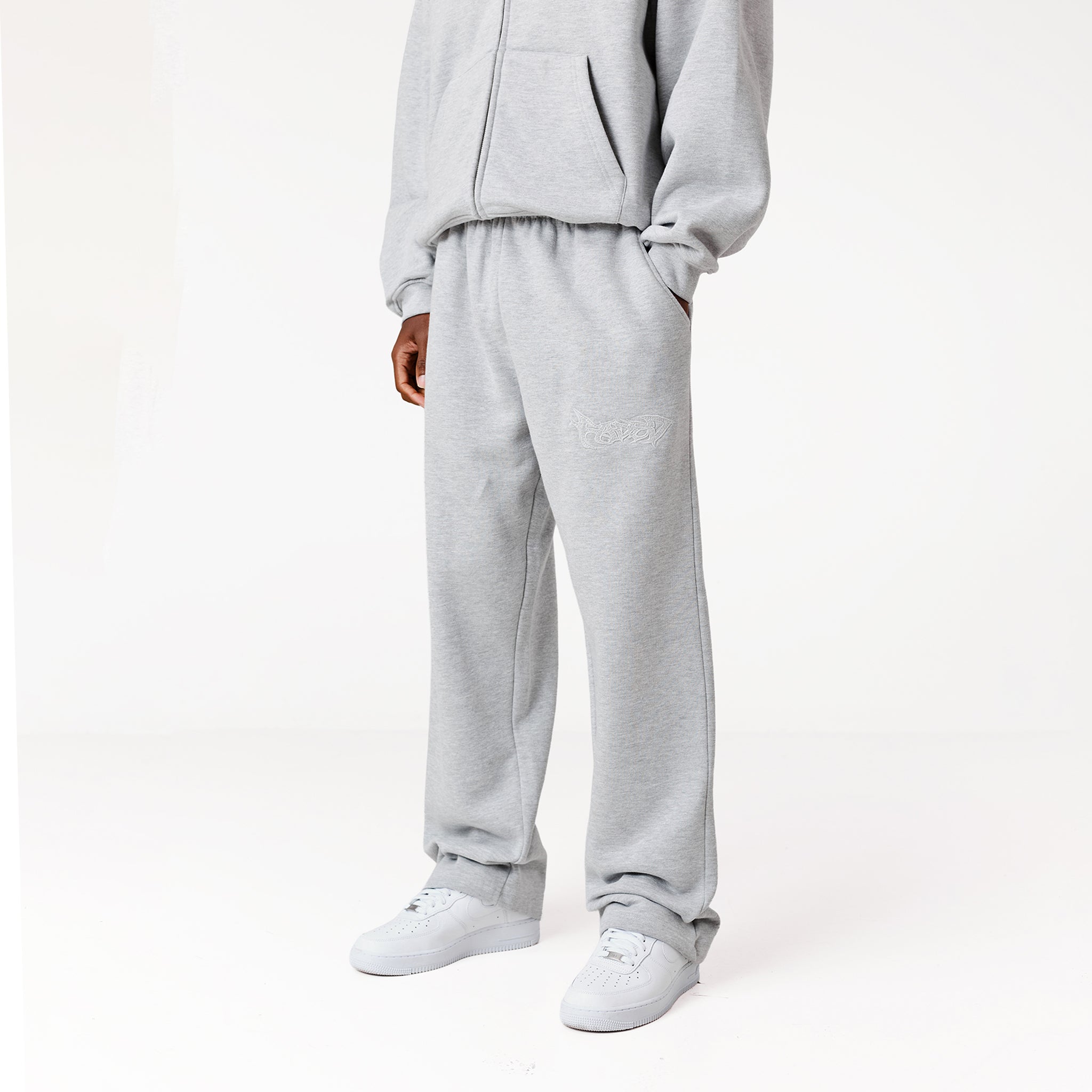 Shadow Loose Fit Open Hem Jogger | Grey Marl