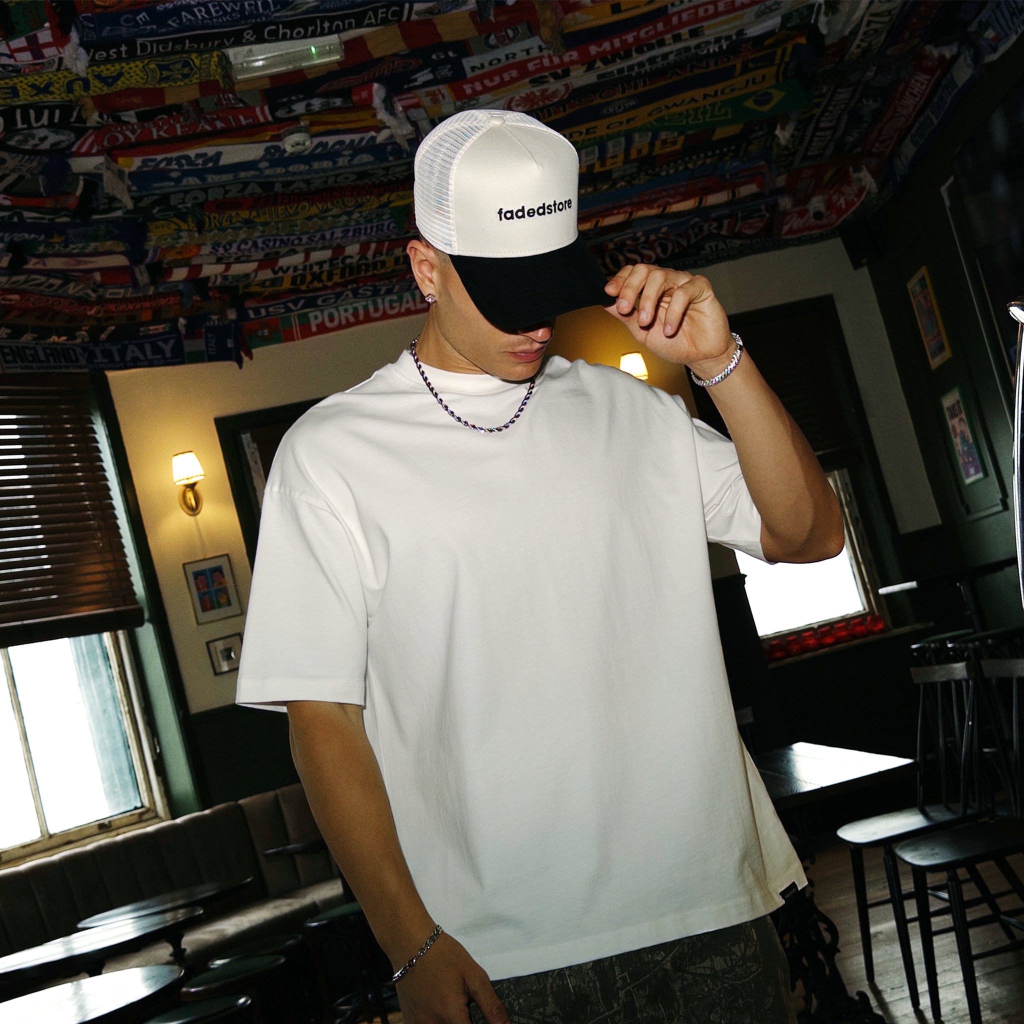 Cord Trucker Cap | Off White/Black