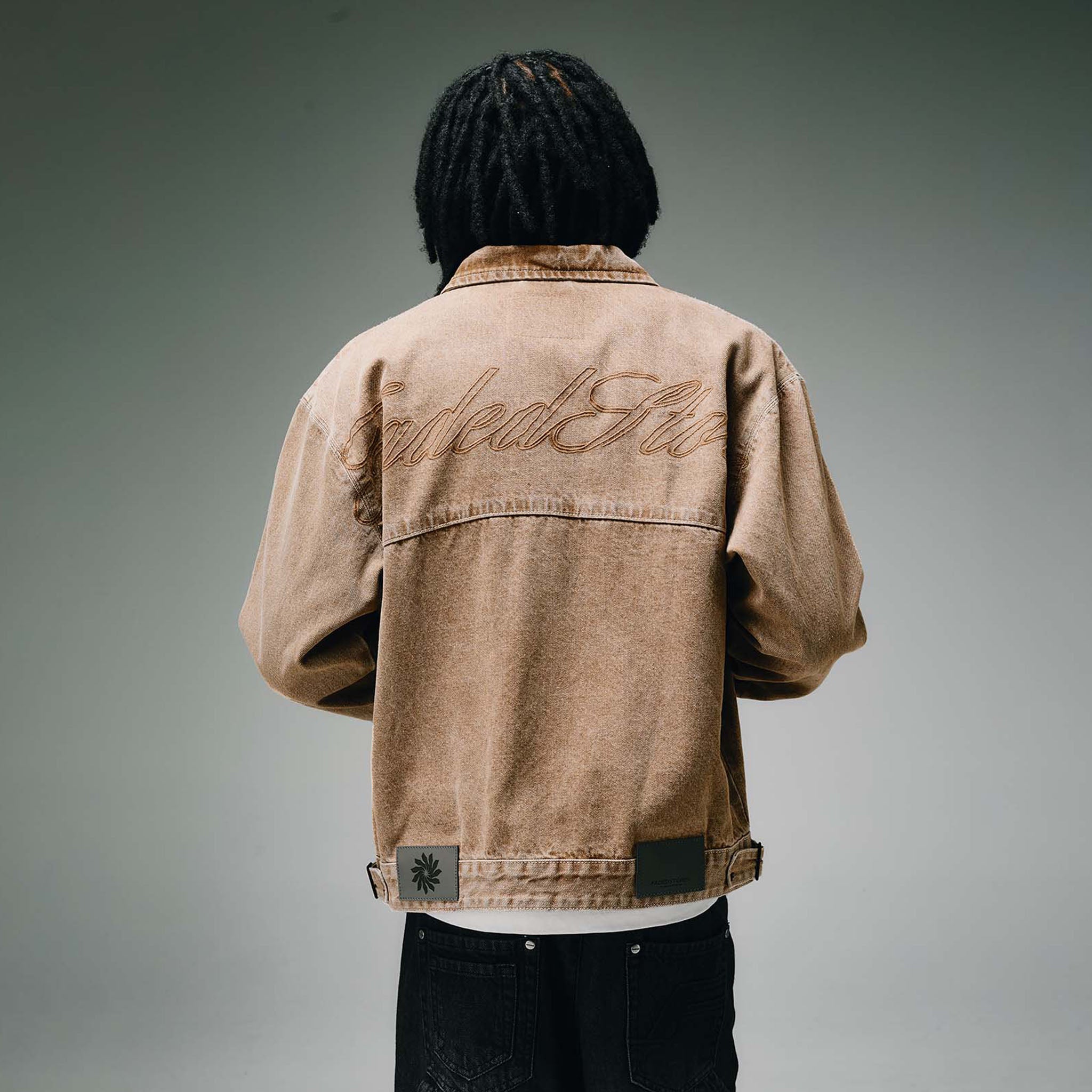 Denim Applique Jacket | Brown Wash