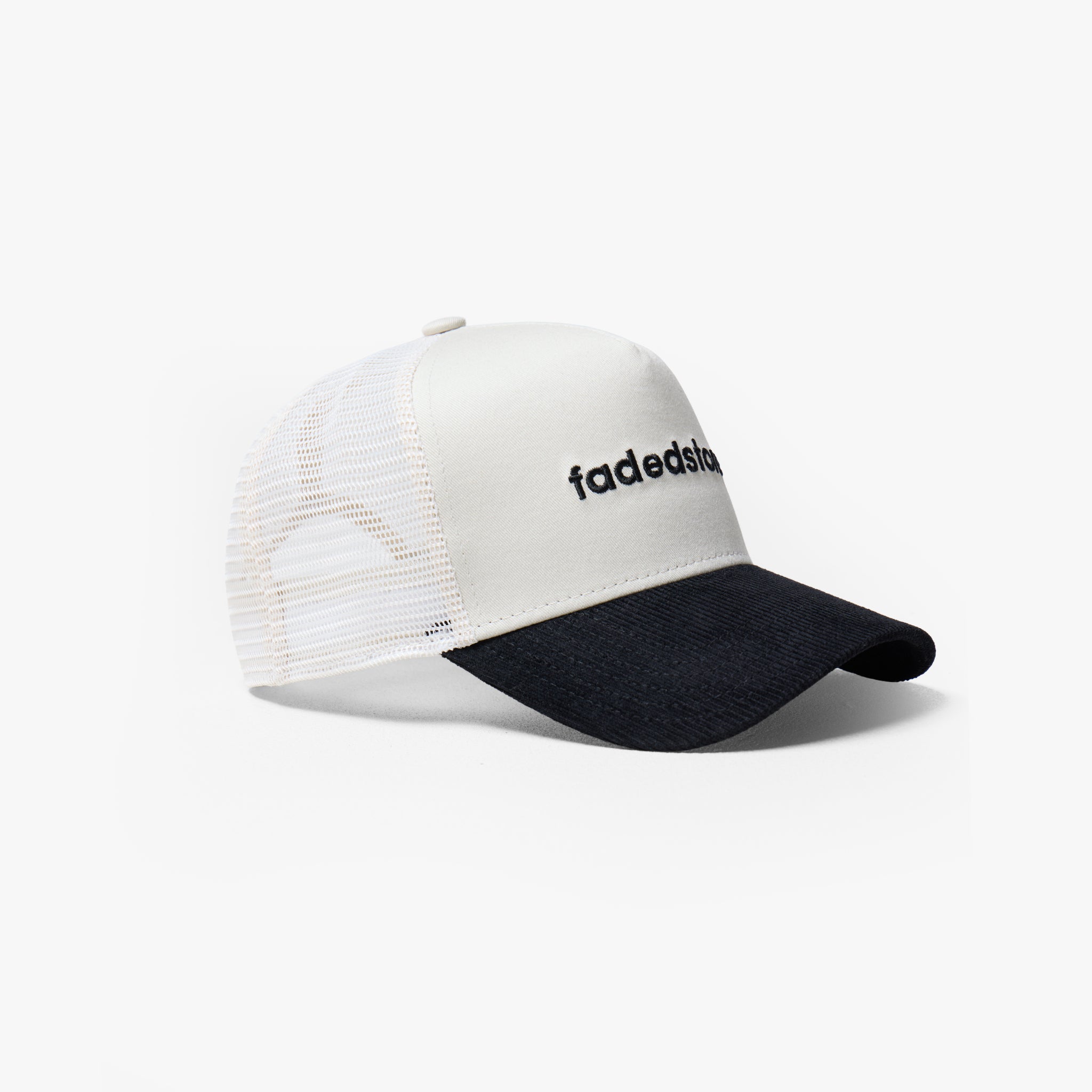 Cord Trucker Cap | White/Black