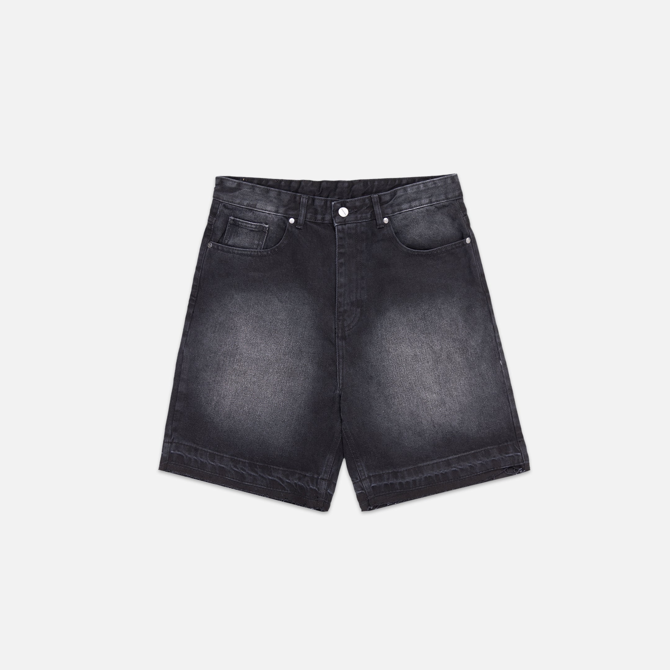 Unpicked Denim Shorts | Washed Black