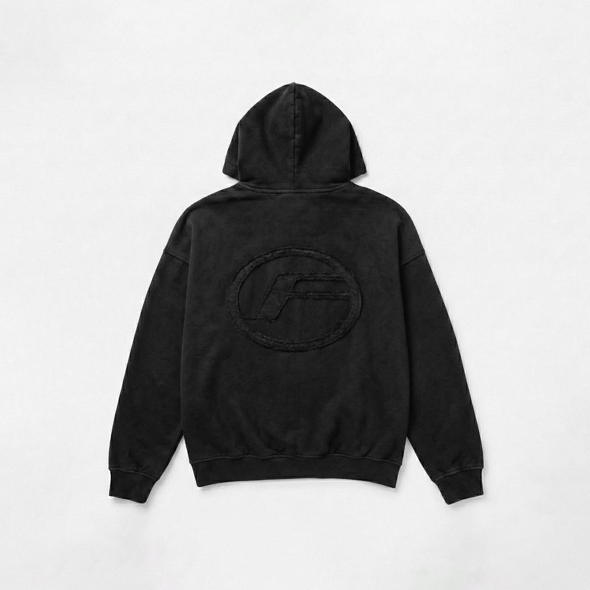 Oval Appliqué Hoodie | Washed Black