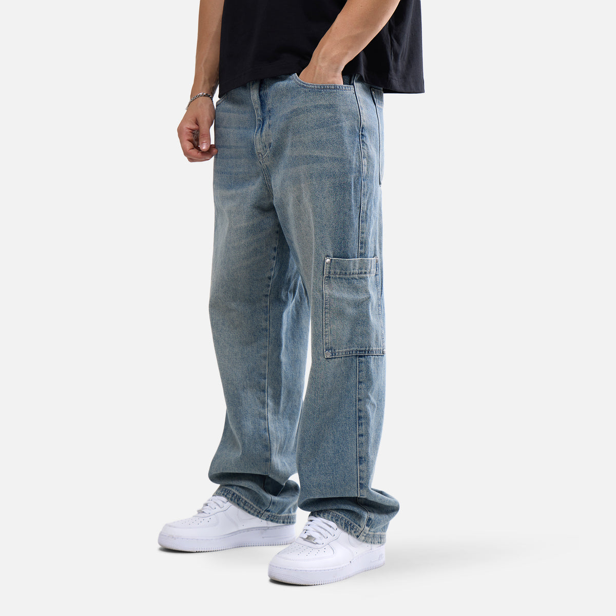 Cargo Washed Jean | Vintage Blue